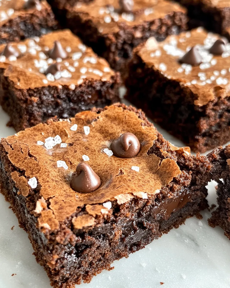 Easy Gooey Chocolate Chip Brownie Bars food shot