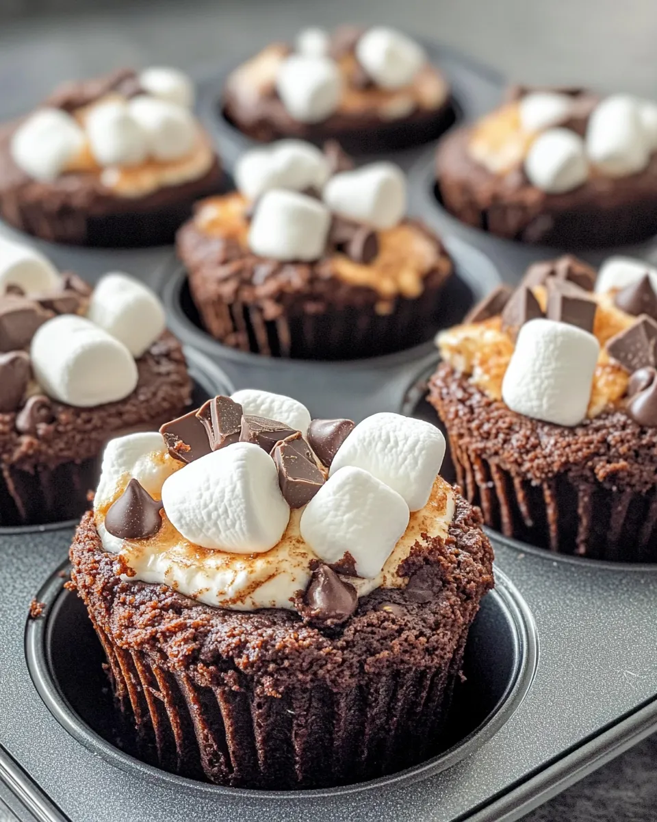 Easy Gooey Marshmallow Brownie Cups recipe image