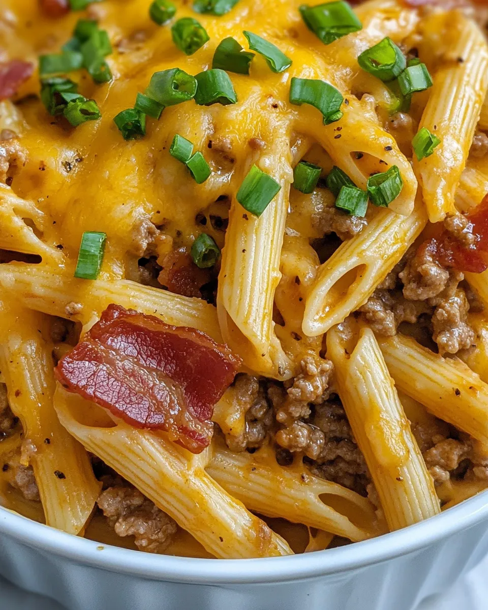 Homemade Loaded Bacon Cheeseburger Pasta Bake photo