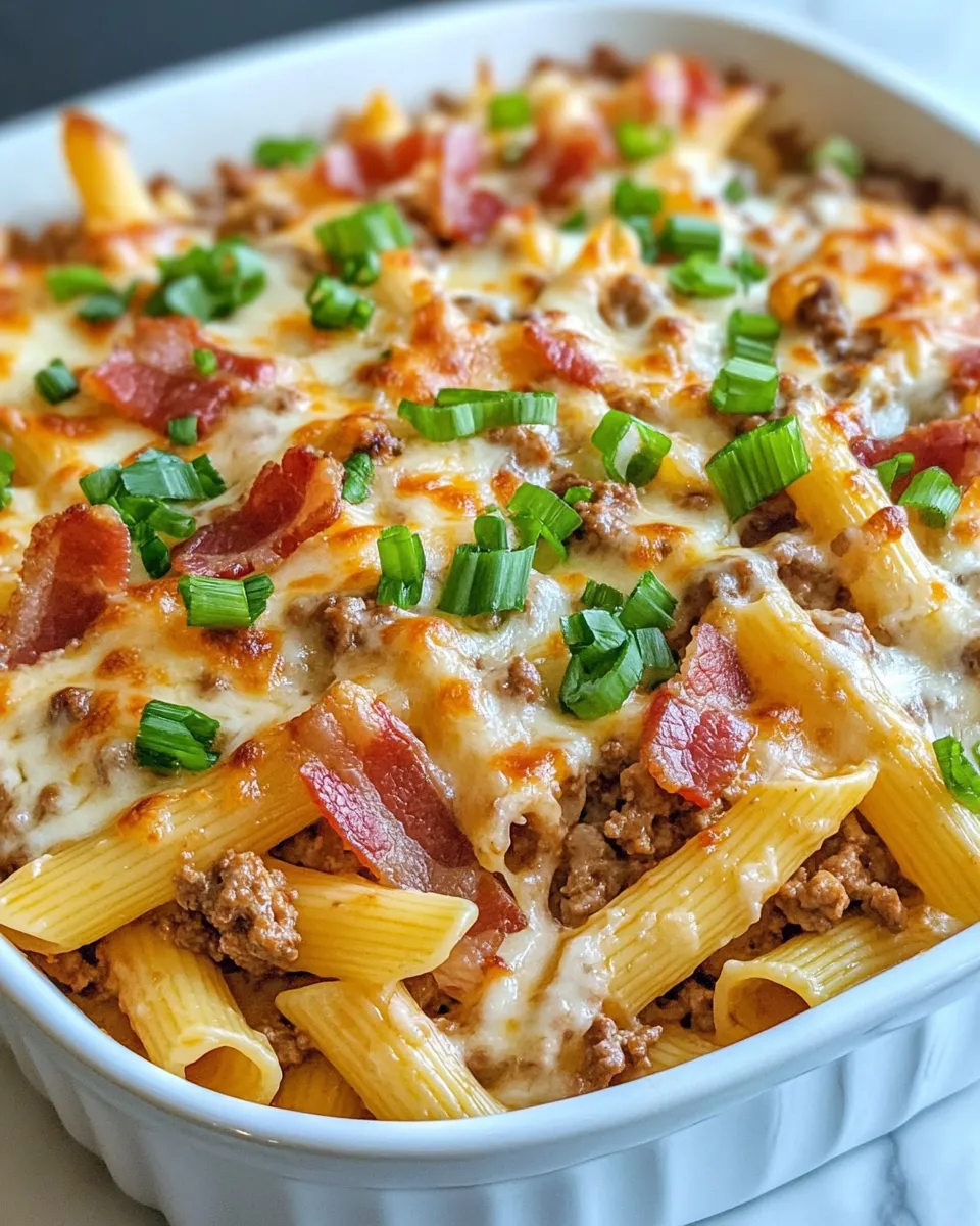 Easy Loaded Bacon Cheeseburger Pasta Bake recipe photo