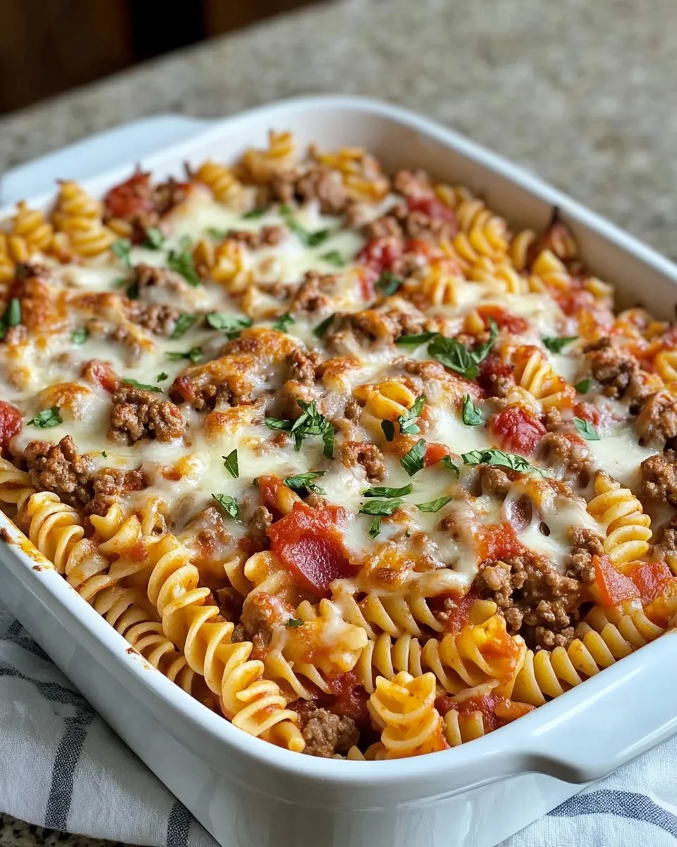 Classic Loaded Beefy Rotini Pasta Bake dish photo
