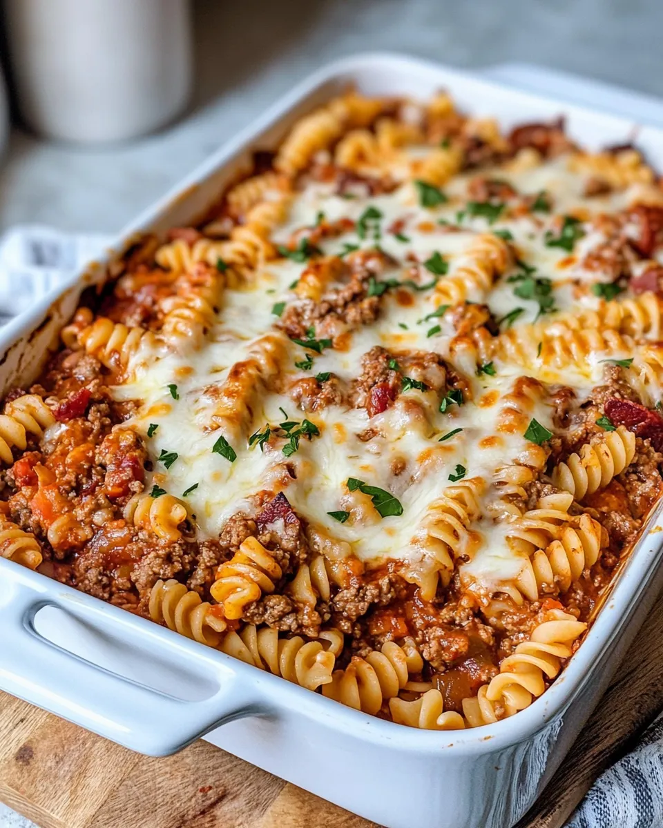 Delicious Loaded Beefy Rotini Pasta Bake image