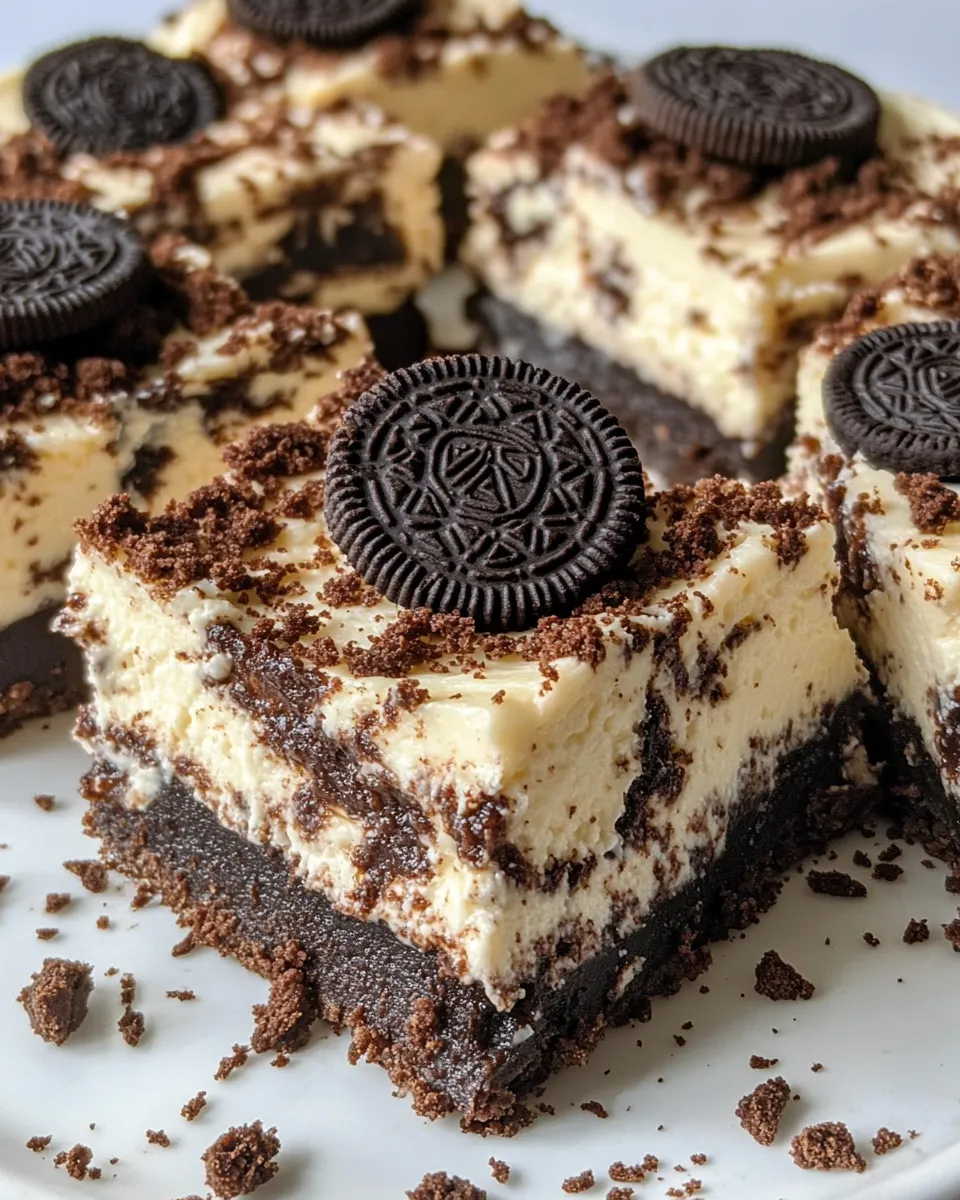 Homemade Oreo Swirl Cheesecake Bars photo