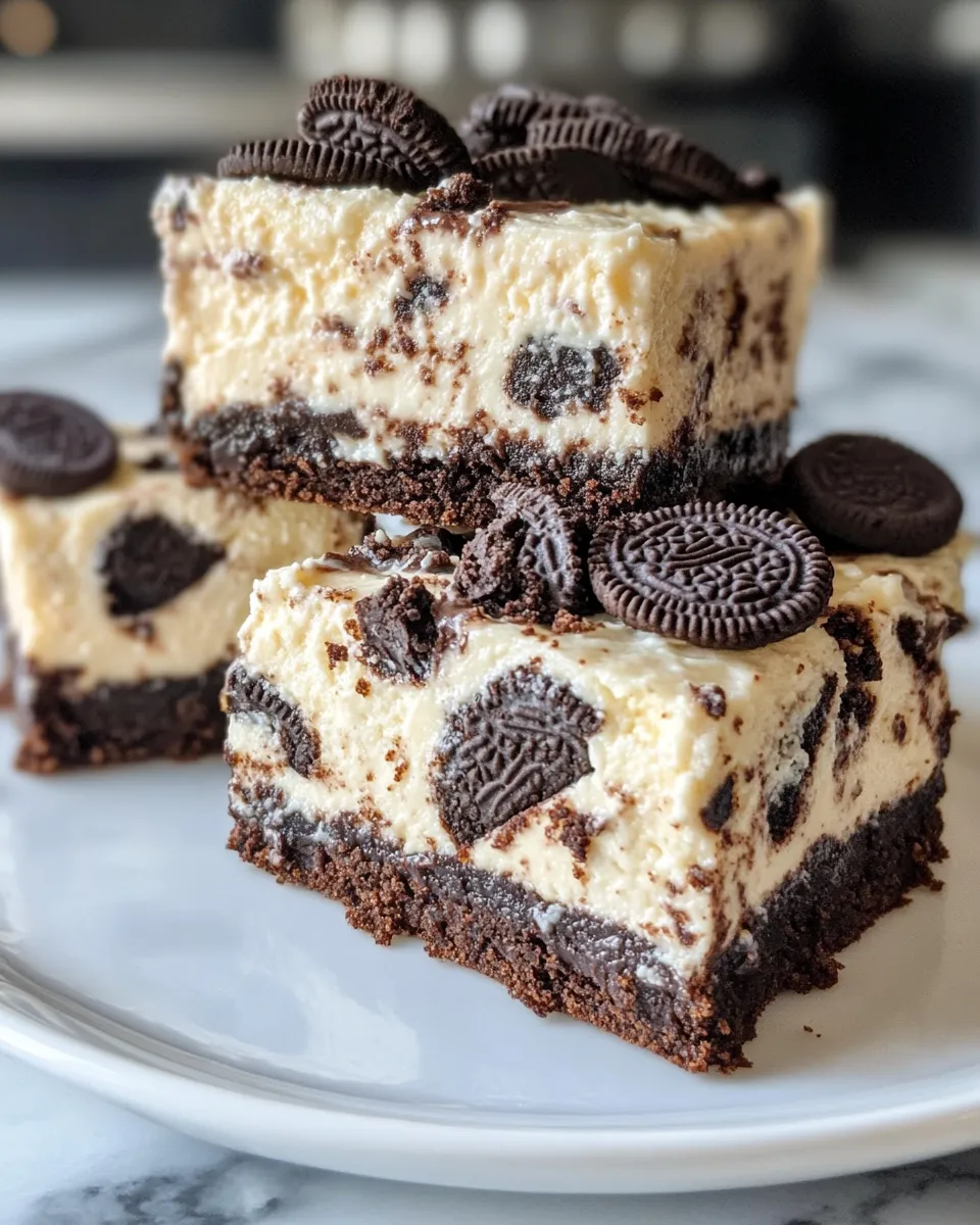 Classic Oreo Swirl Cheesecake Bars recipe image