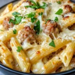 Homemade Sausage Alfredo Baked Penne recipe photo