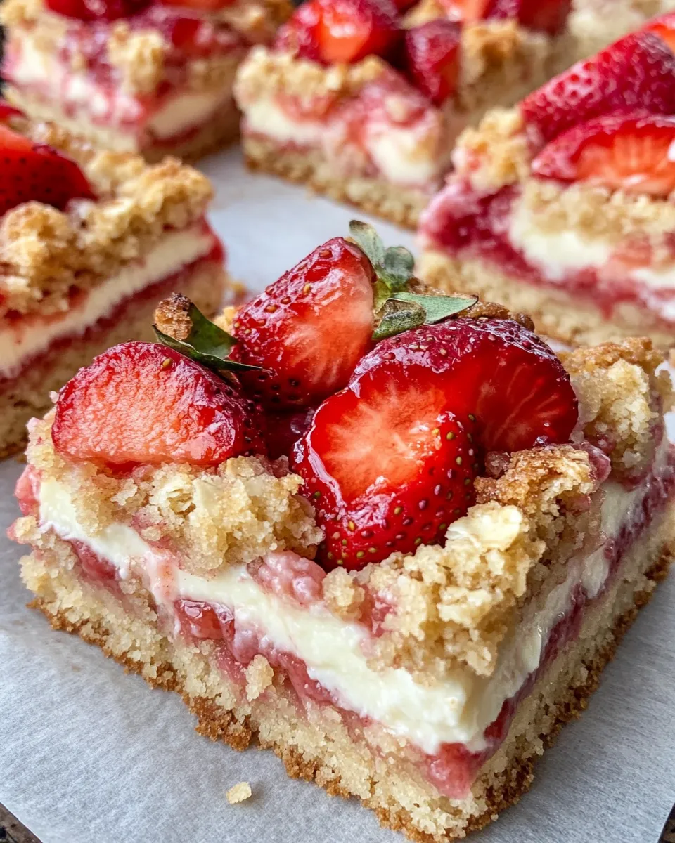 Delicious Strawberry Cream Cheese Crumb Bars shot