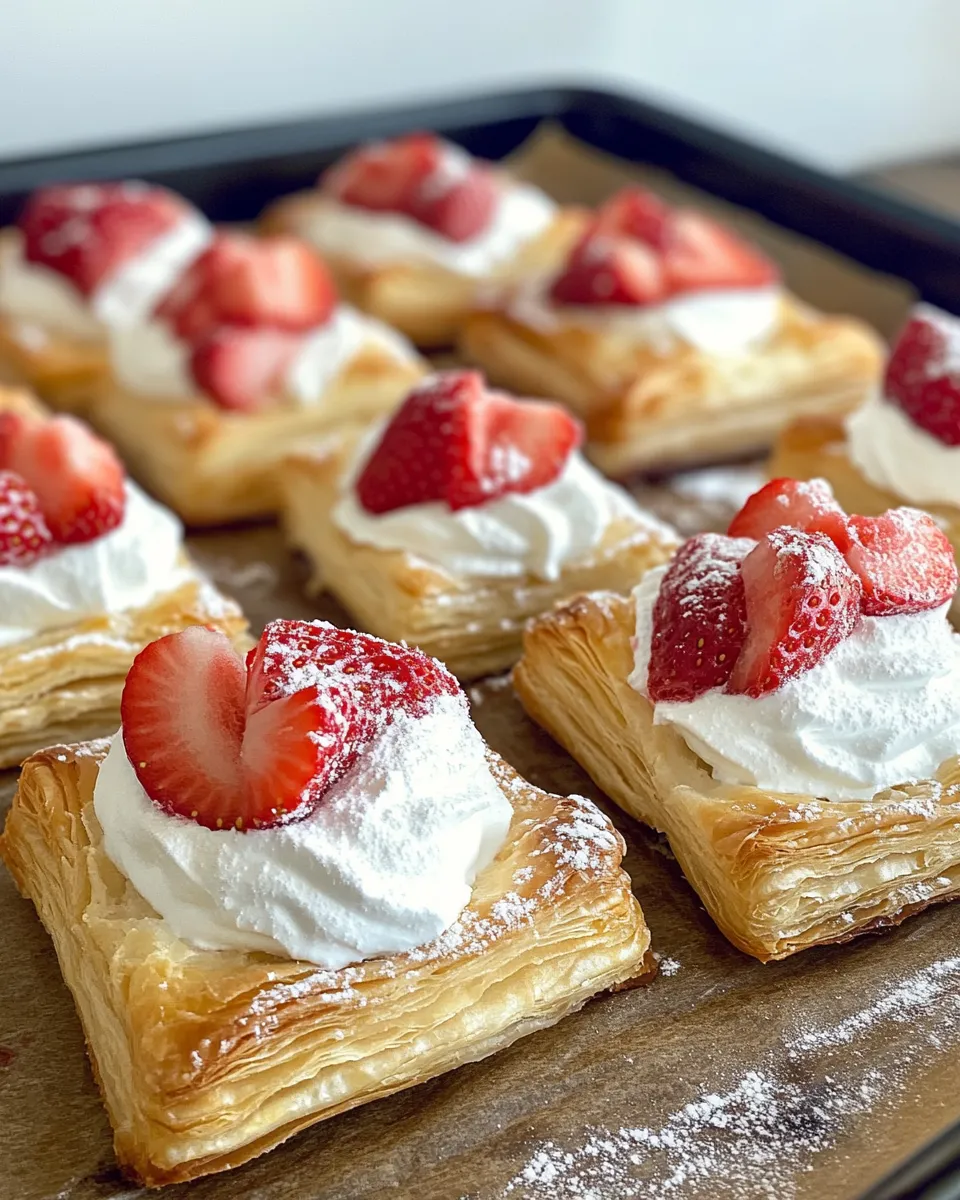 Homemade Strawberry Cream Puff Pastry Squares recipe photo