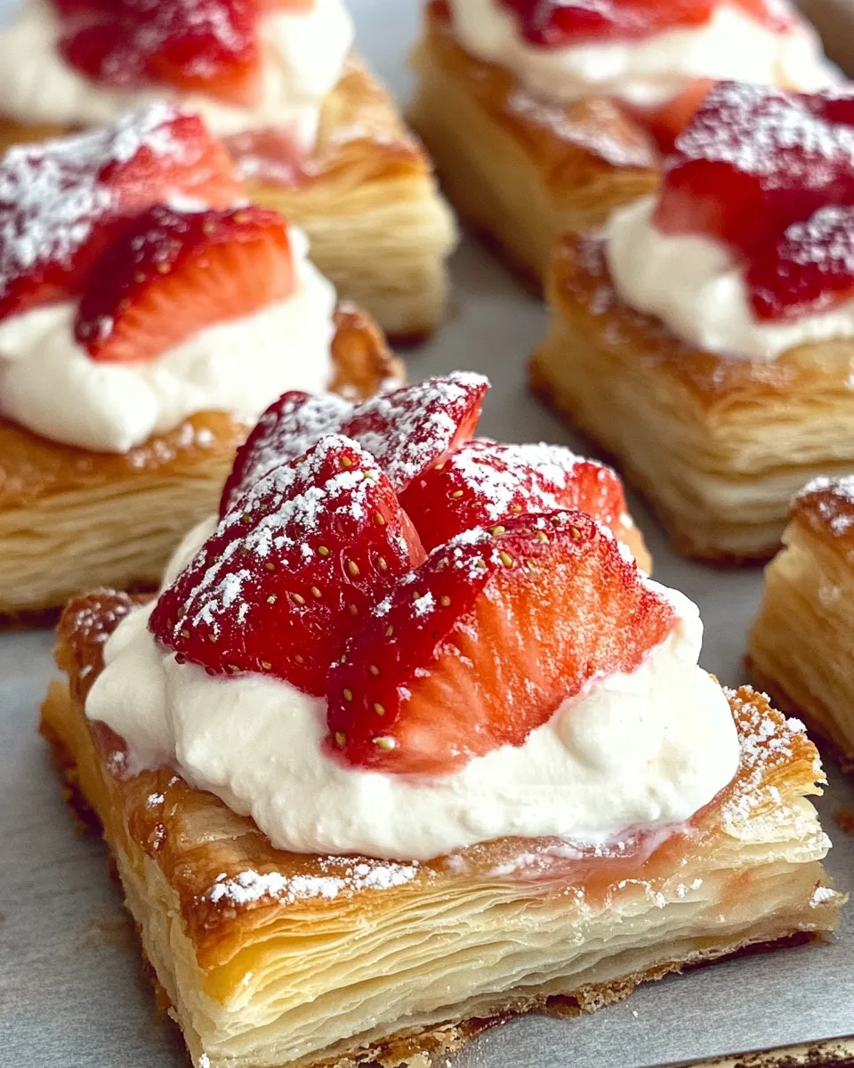 Classic Strawberry Cream Puff Pastry Squares dish photo