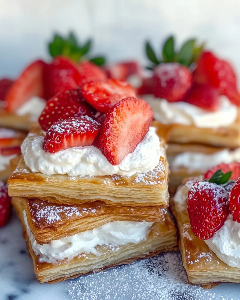 Delicious Strawberry Cream Puff Pastry Squares plate image