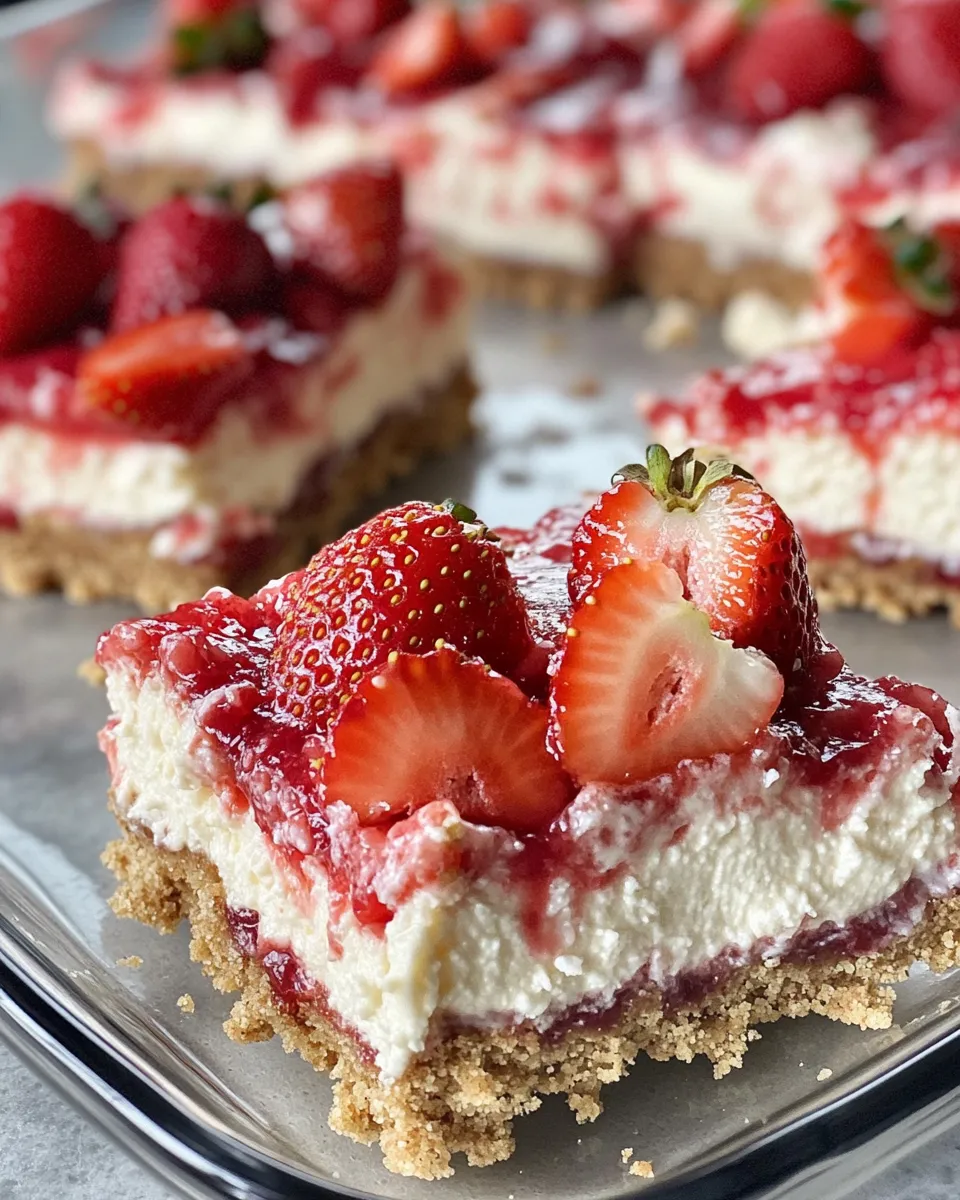 Easy Strawberry Shortcake Cheesecake Bars recipe photo