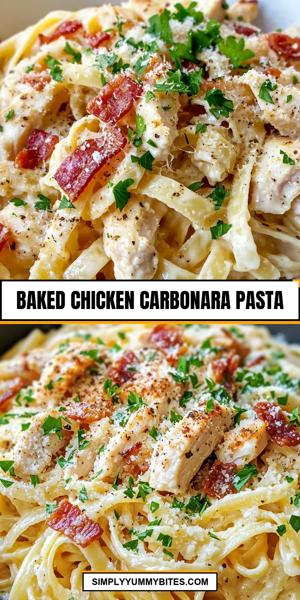 The Best Baked Chicken Carbonara Pasta Ever