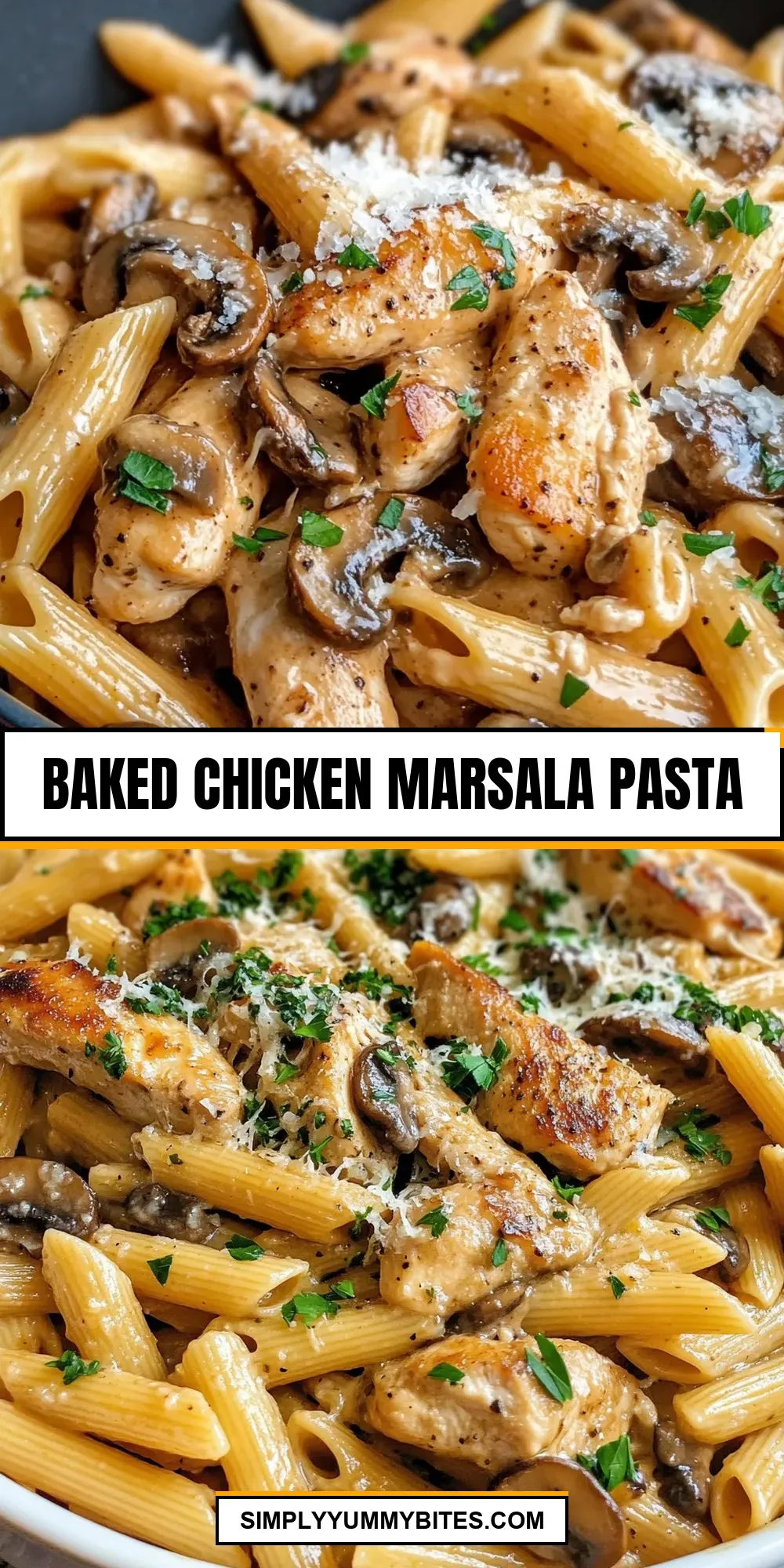 The Best Baked Chicken Marsala Pasta Ever