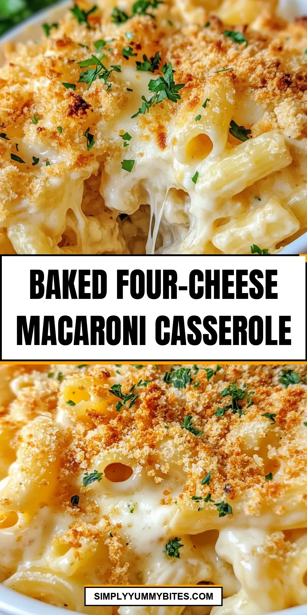 Easy Baked Four-Cheese Macaroni Casserole Recipe