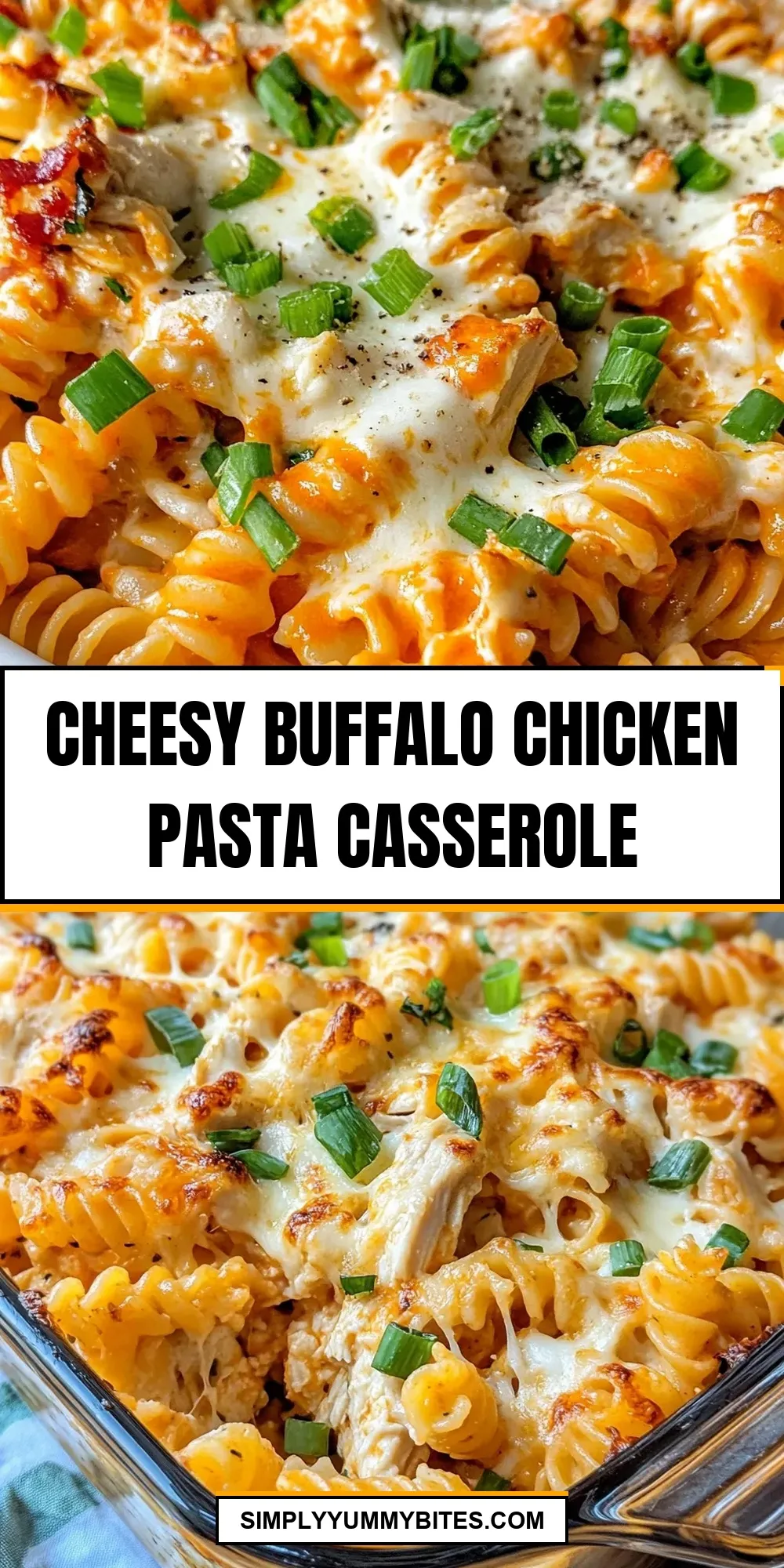 Easy Cheesy Buffalo Chicken Pasta Casserole Recipe