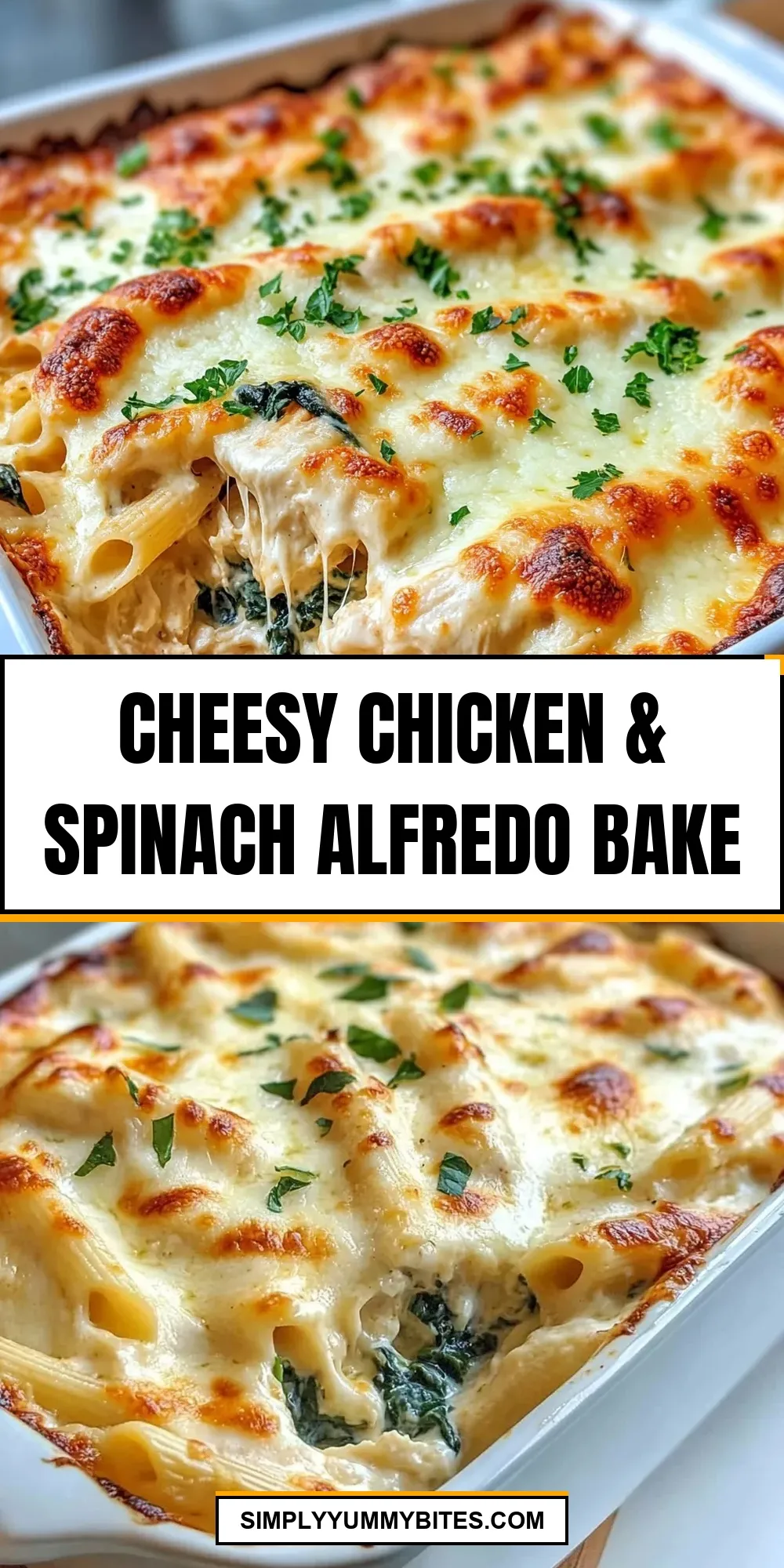 Quick Cheesy Chicken & Spinach Alfredo Bake