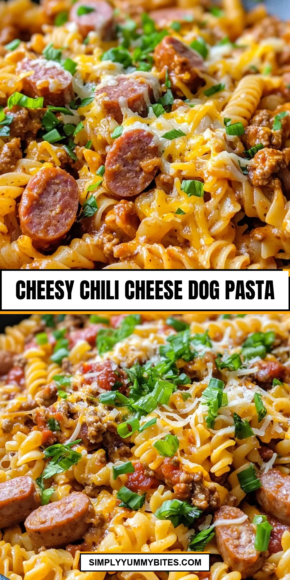 The Best Cheesy Chili Cheese Dog Pasta Ever
