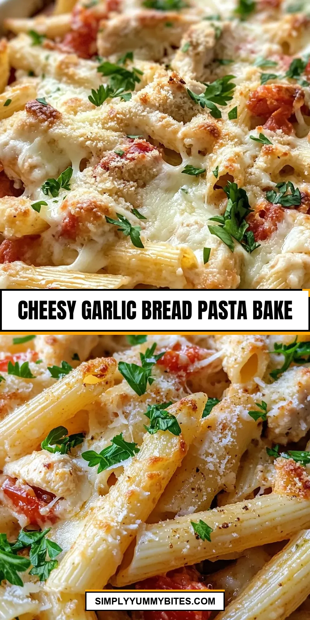 Perfect Cheesy Garlic Bread Pasta Bake