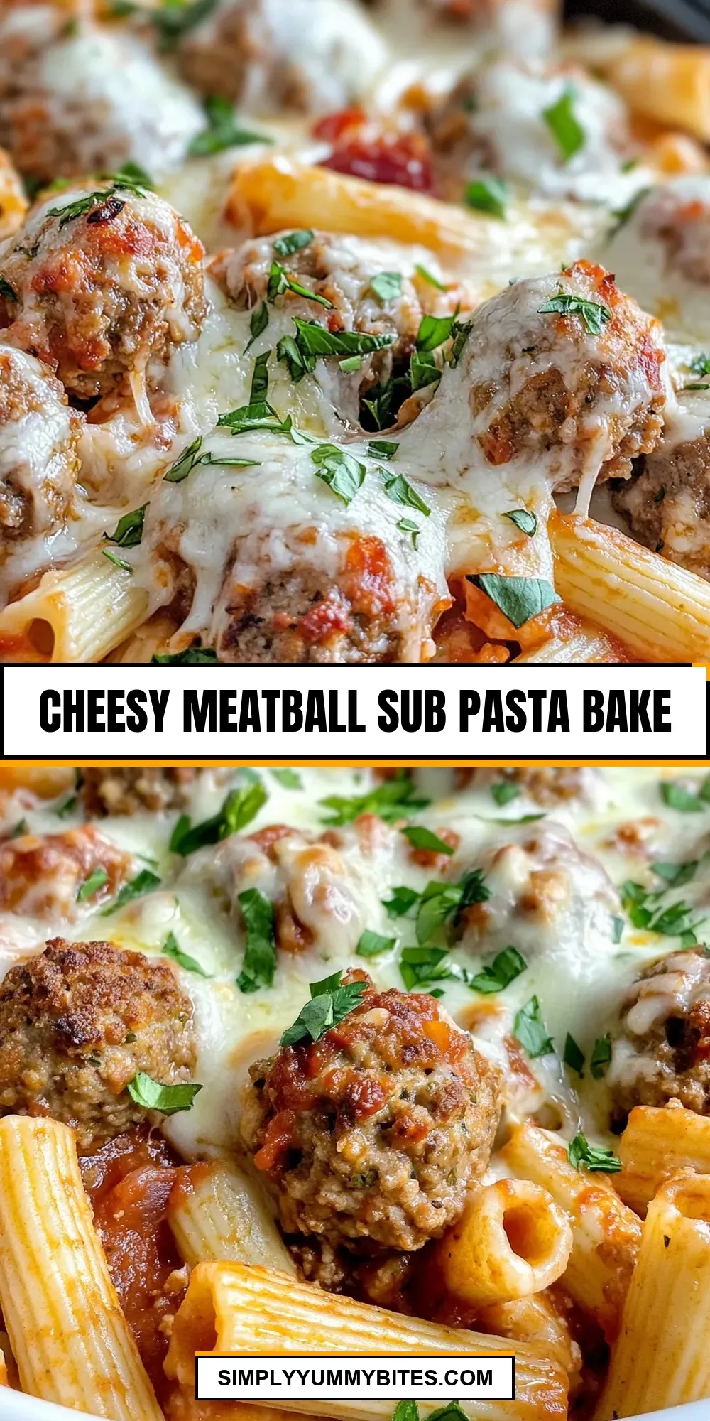 The Best Cheesy Meatball Sub Pasta Bake Ever