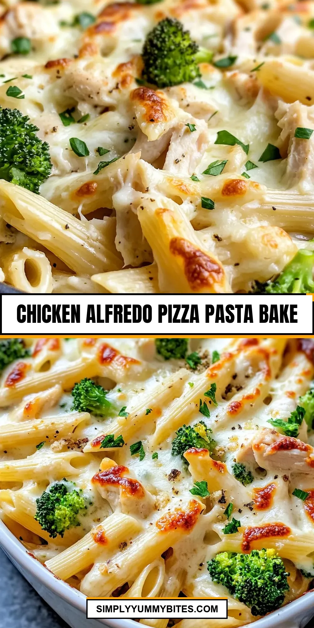 The Best Chicken Alfredo Pizza Pasta Bake Ever