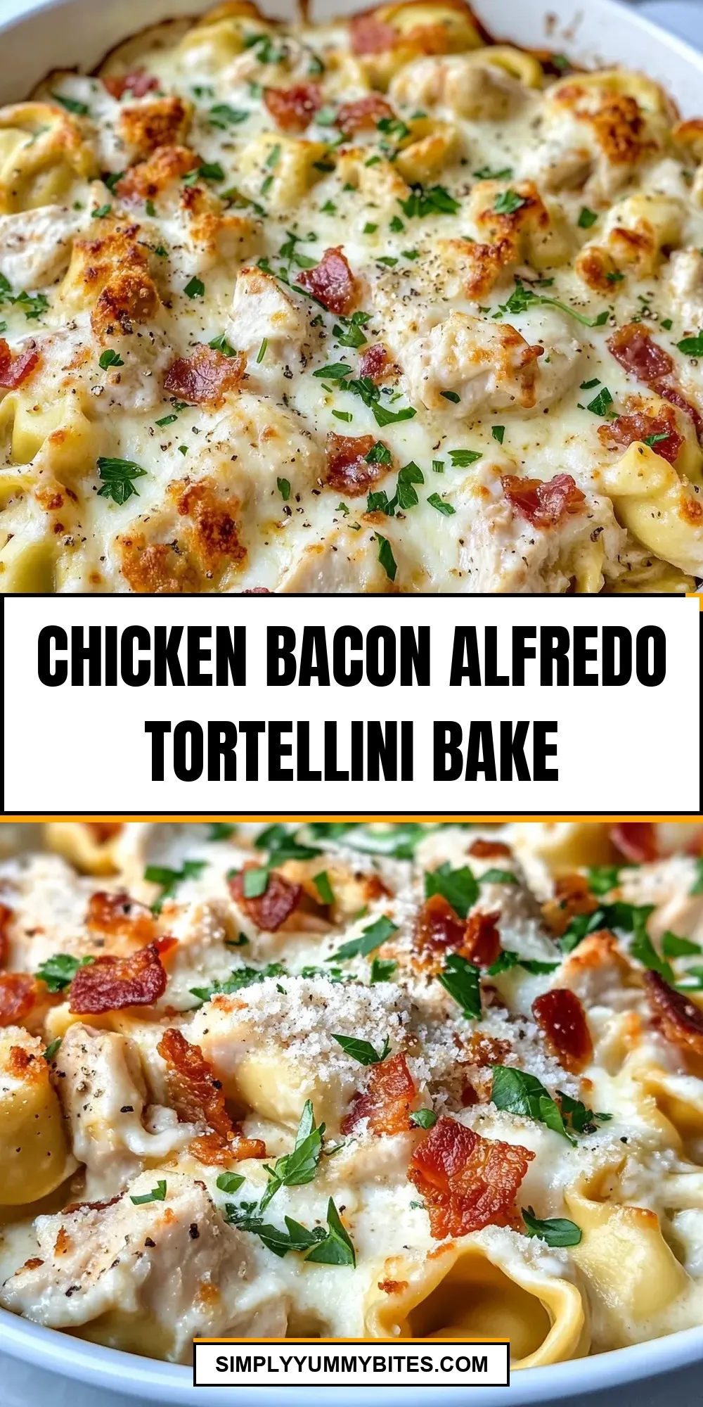 Amazing Chicken Bacon Alfredo Tortellini Bake