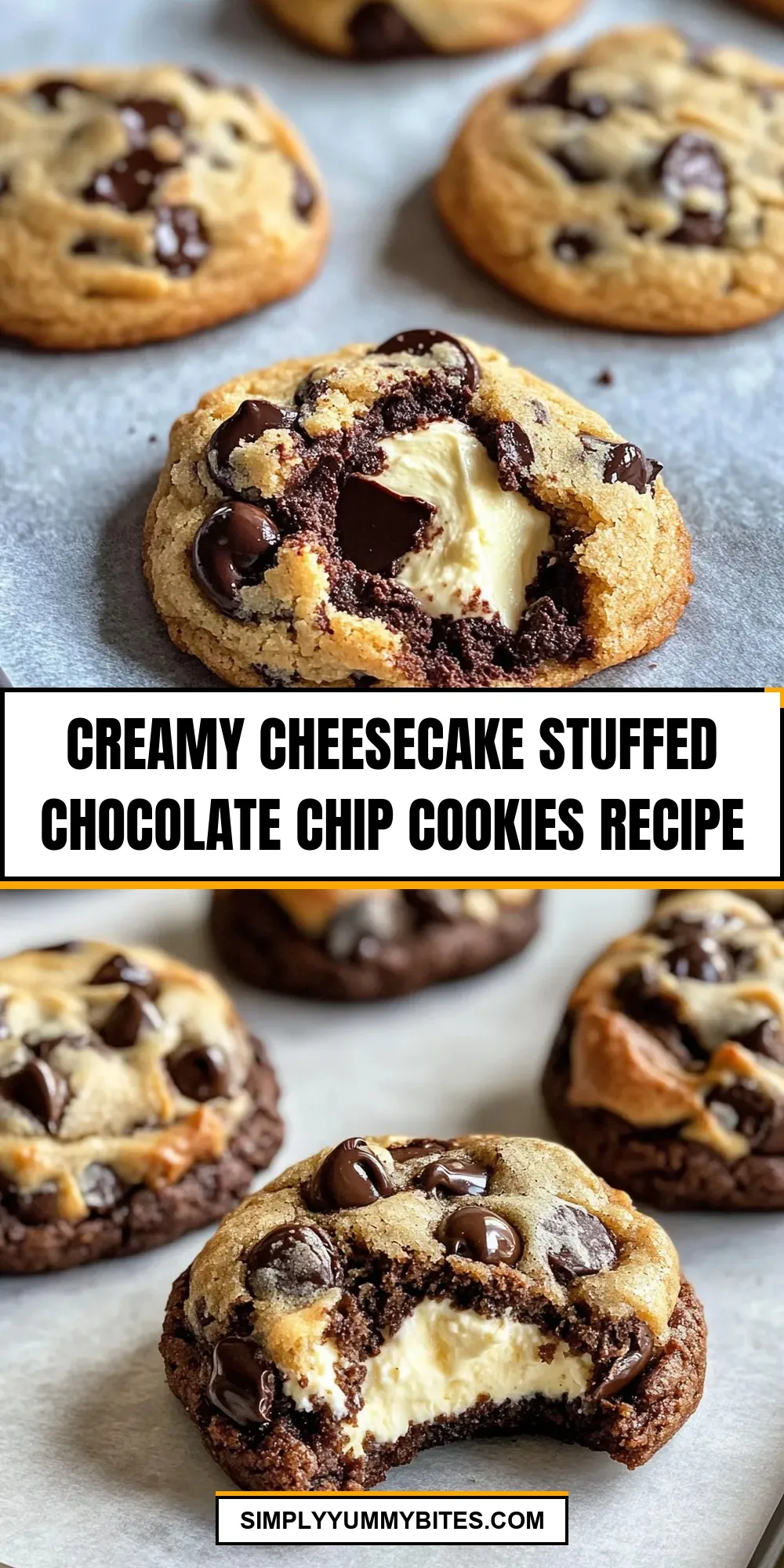 Simple Creamy Cheesecake Stuffed Chocolate Chip Cookies
