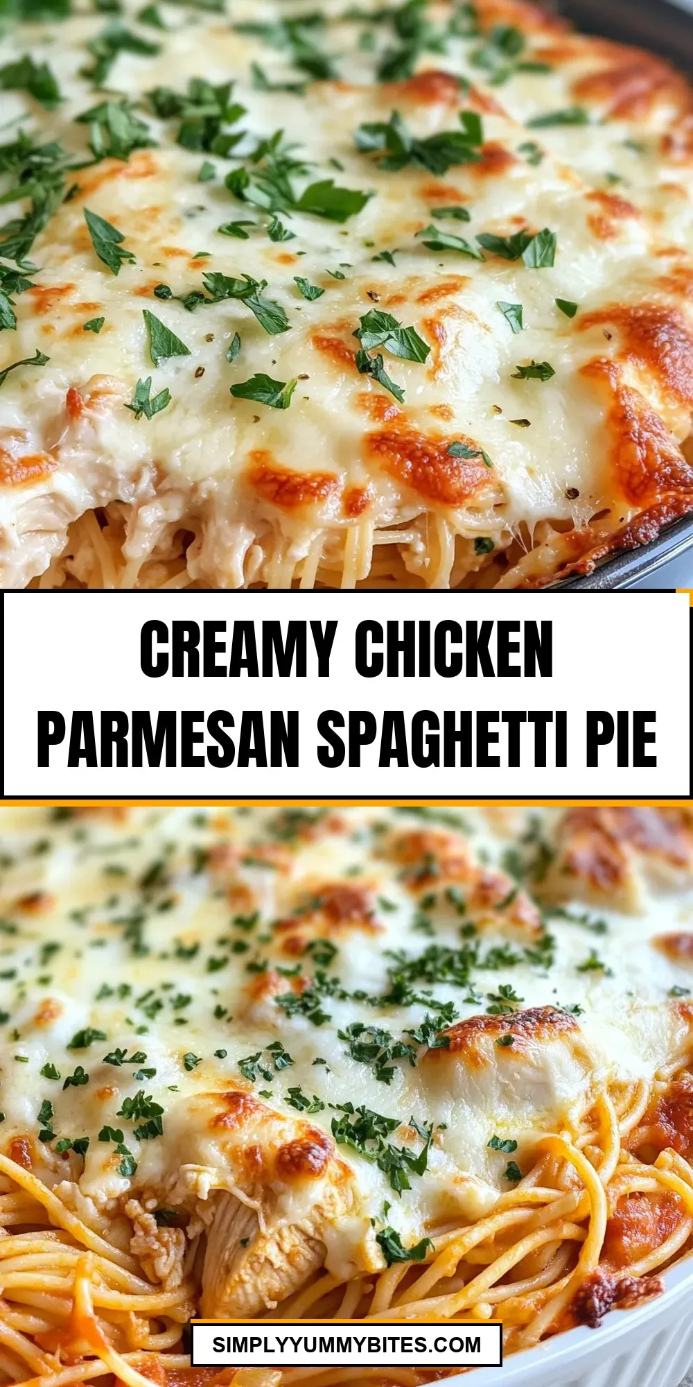 Easy Creamy Chicken Parmesan Spaghetti Pie Recipe