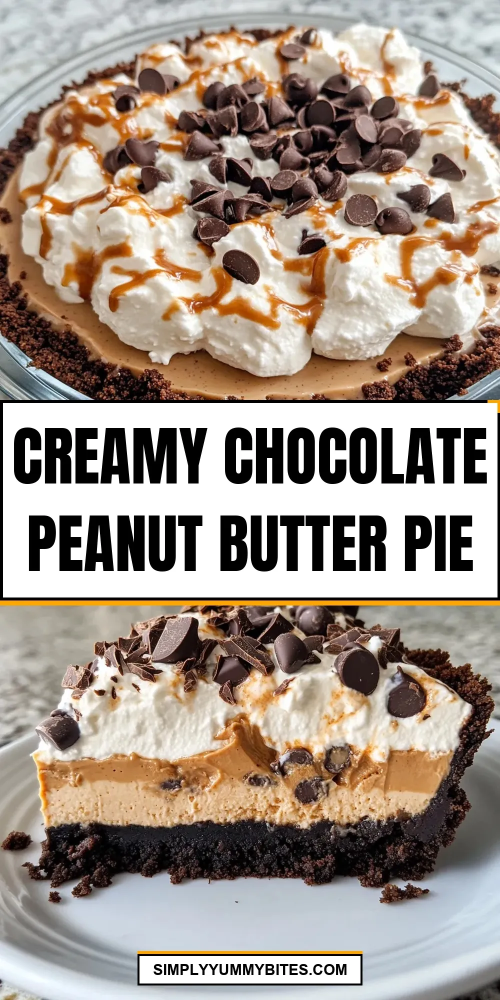 Delicious Creamy Chocolate Peanut Butter Pie