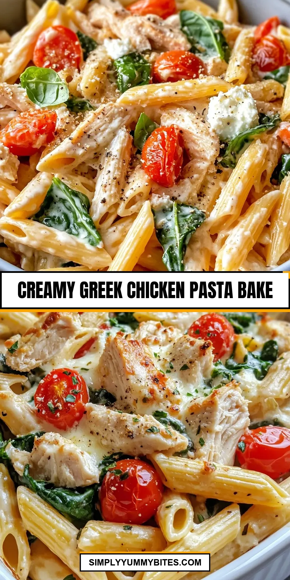 The Best Creamy Greek Chicken Pasta Bake Ever