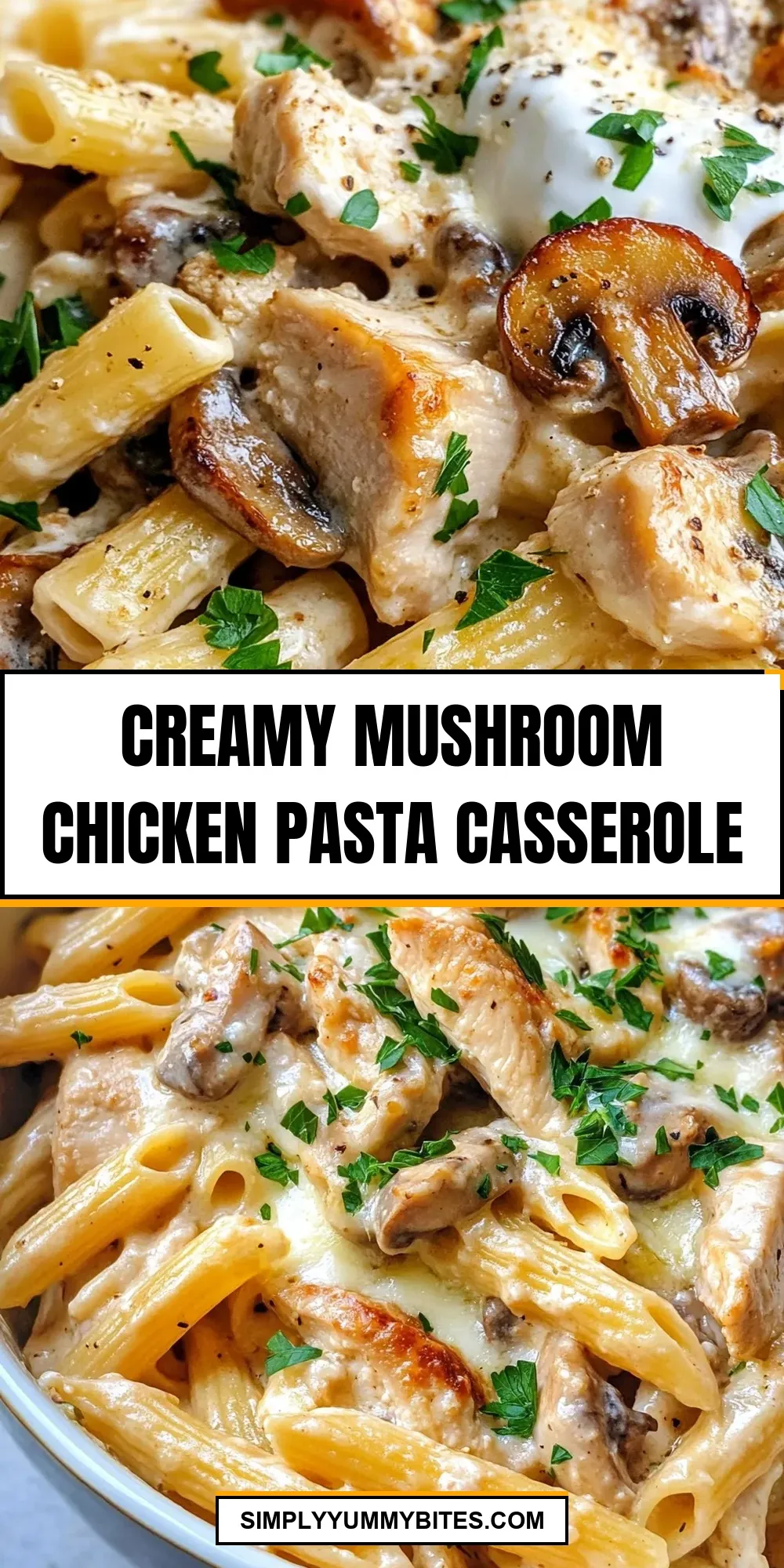 Creamy Mushroom Chicken Pasta Casserole Recipe
