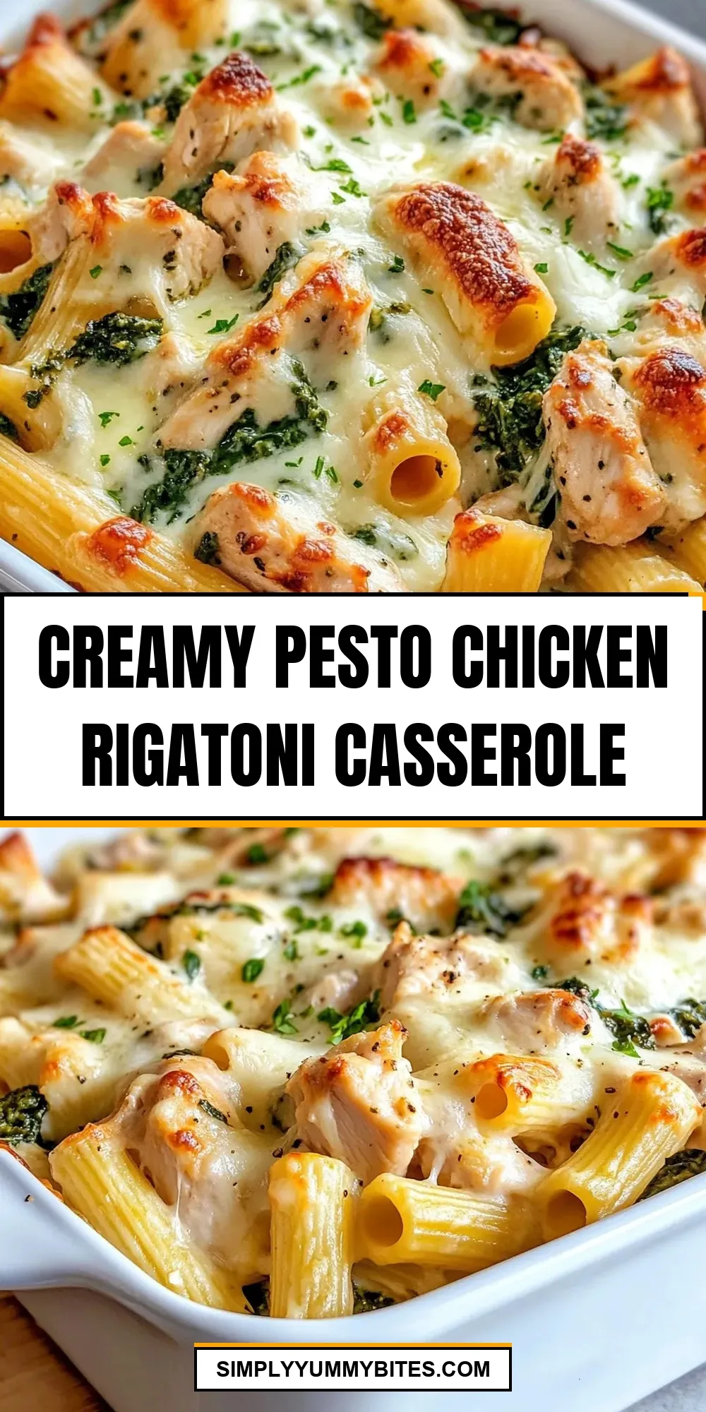 Creamy Pesto Chicken Rigatoni Casserole (Tasty & Delicious)