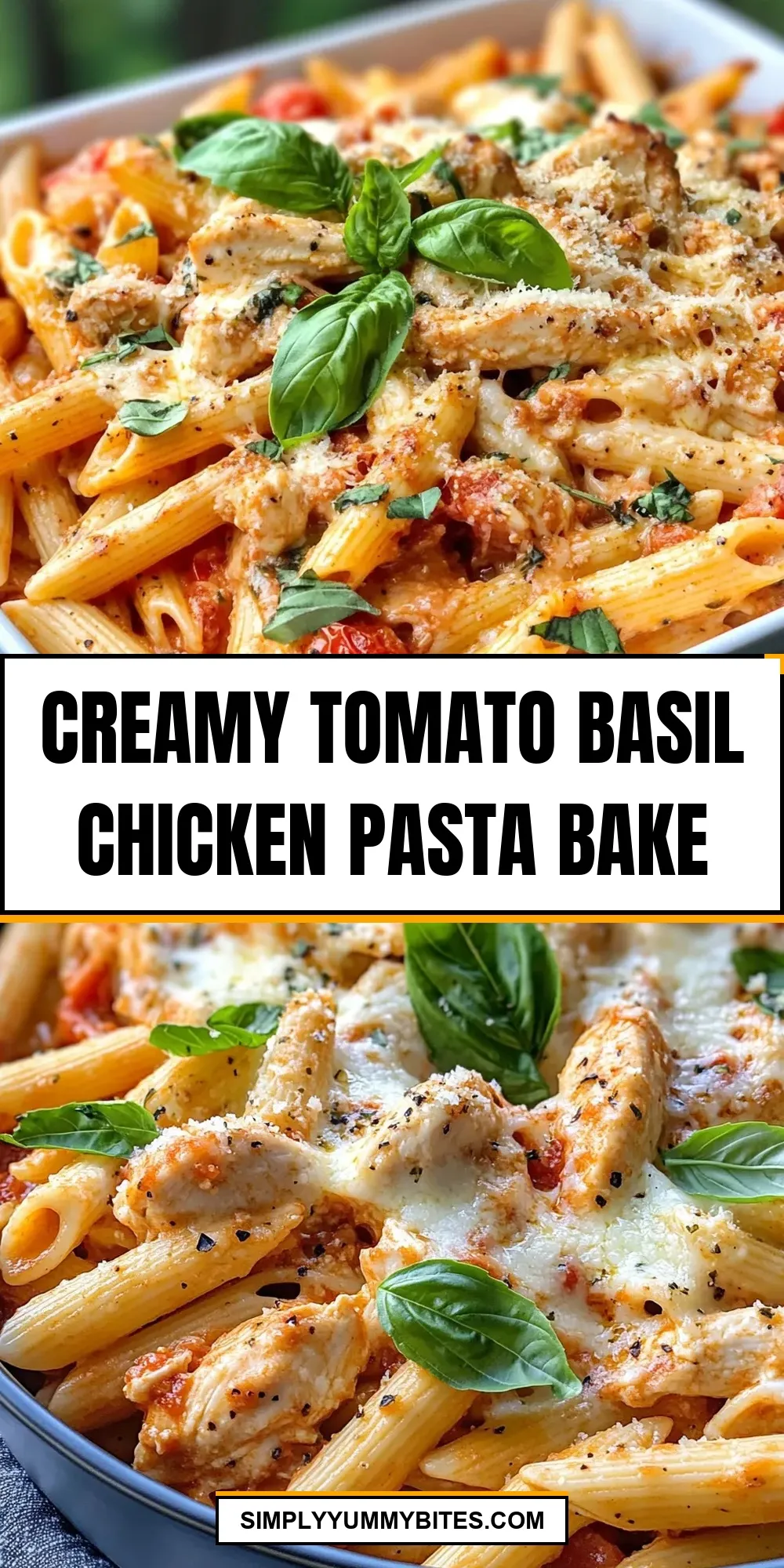 Creamy Tomato Basil Chicken Pasta Bake (The Best & Delicious)