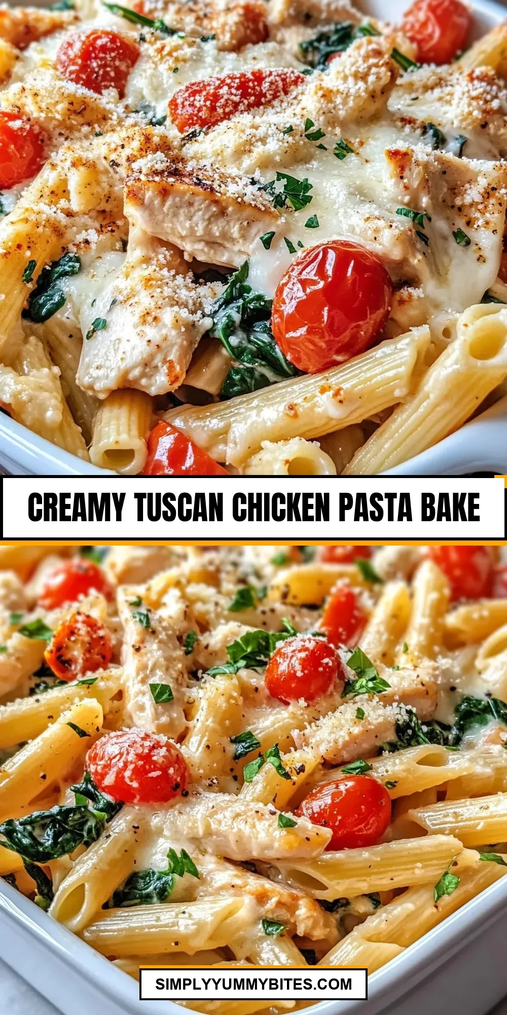 Creamy Tuscan Chicken Pasta Bake Recipe