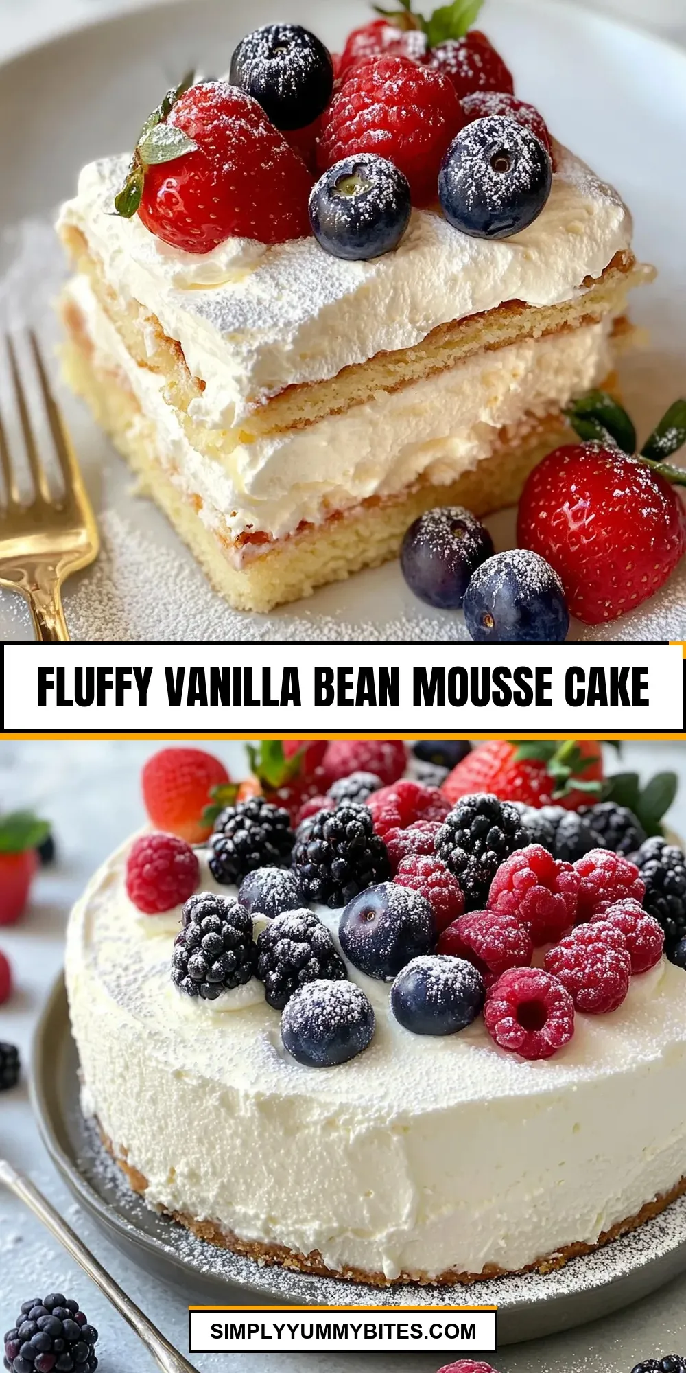 The Best Fluffy Vanilla Bean Mousse Cake