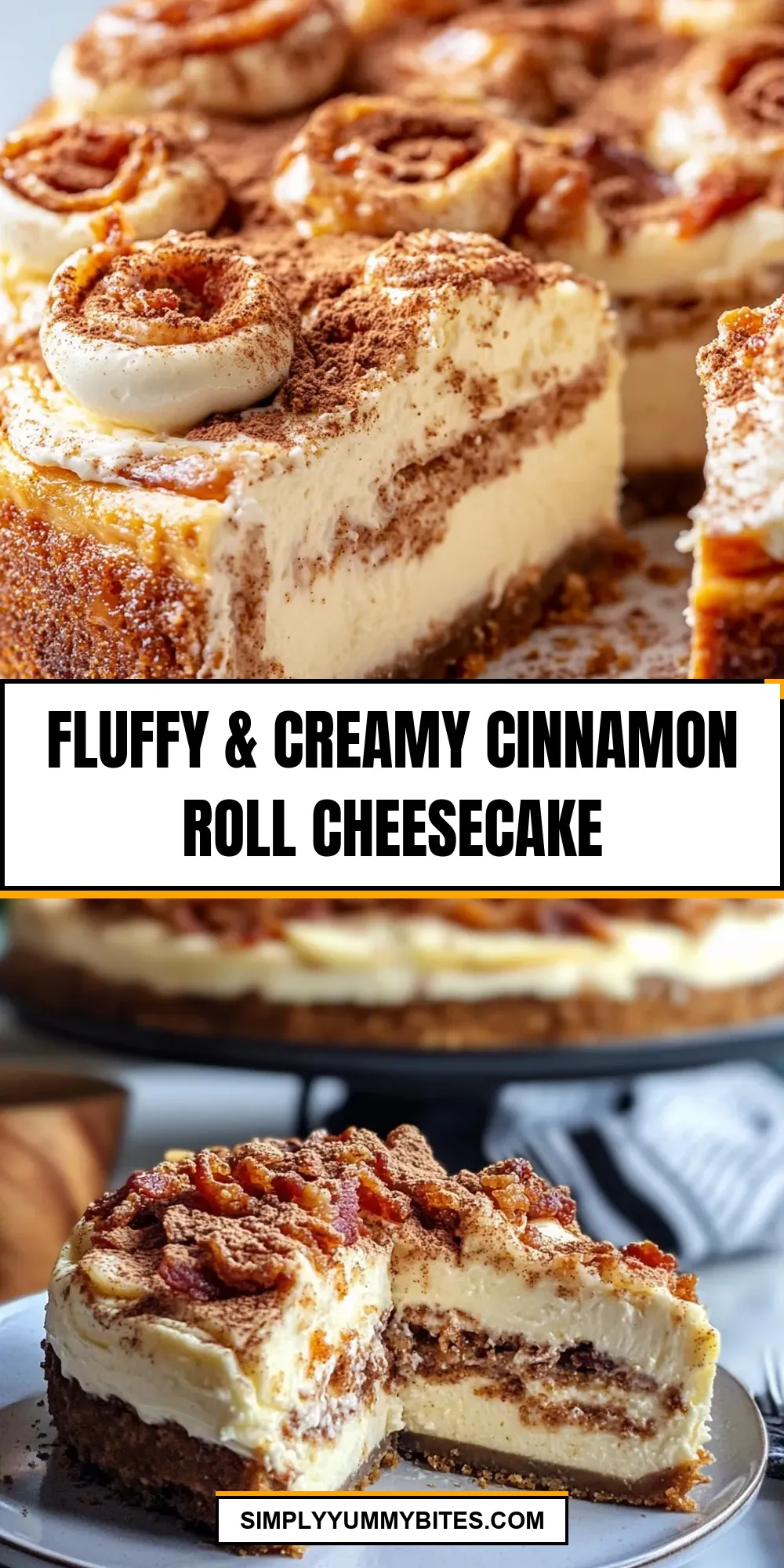 Simple Fluffy & Creamy Cinnamon Roll Cheesecake