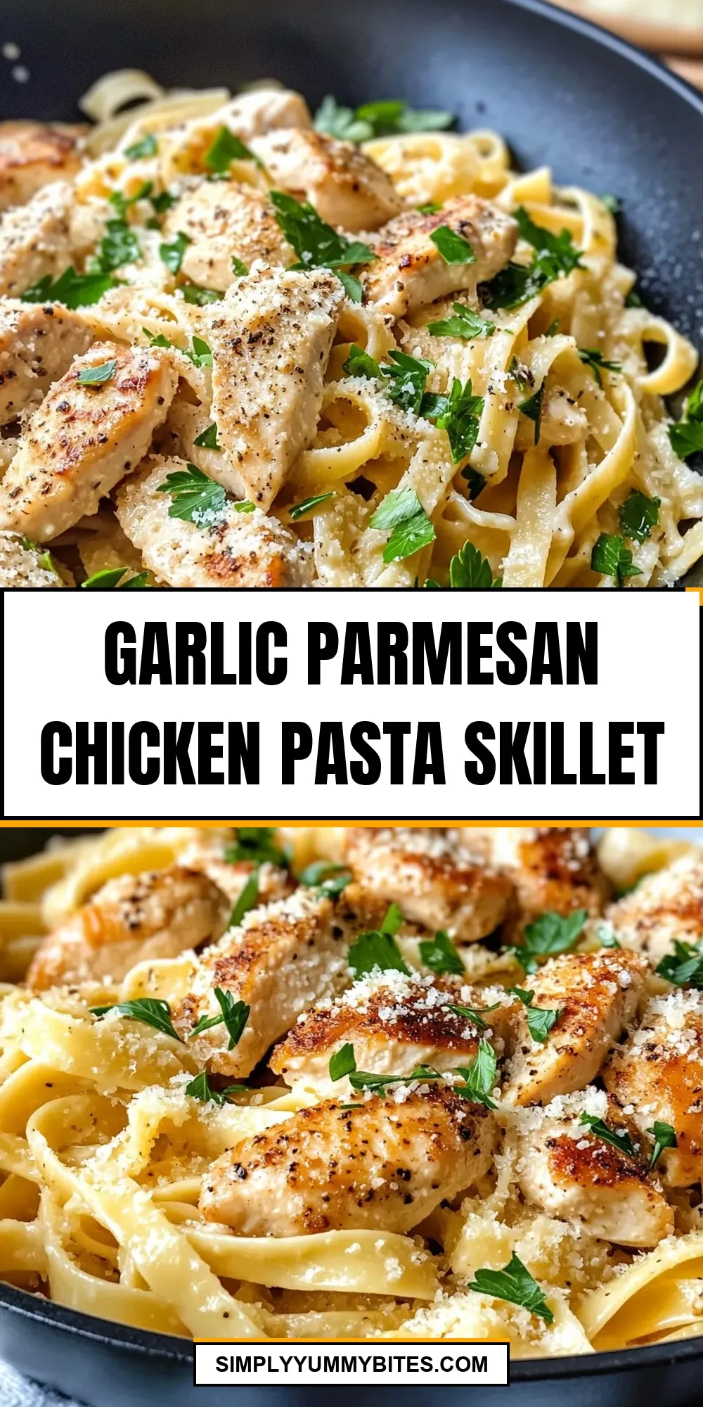 Easy Garlic Parmesan Chicken Pasta Skillet Recipe