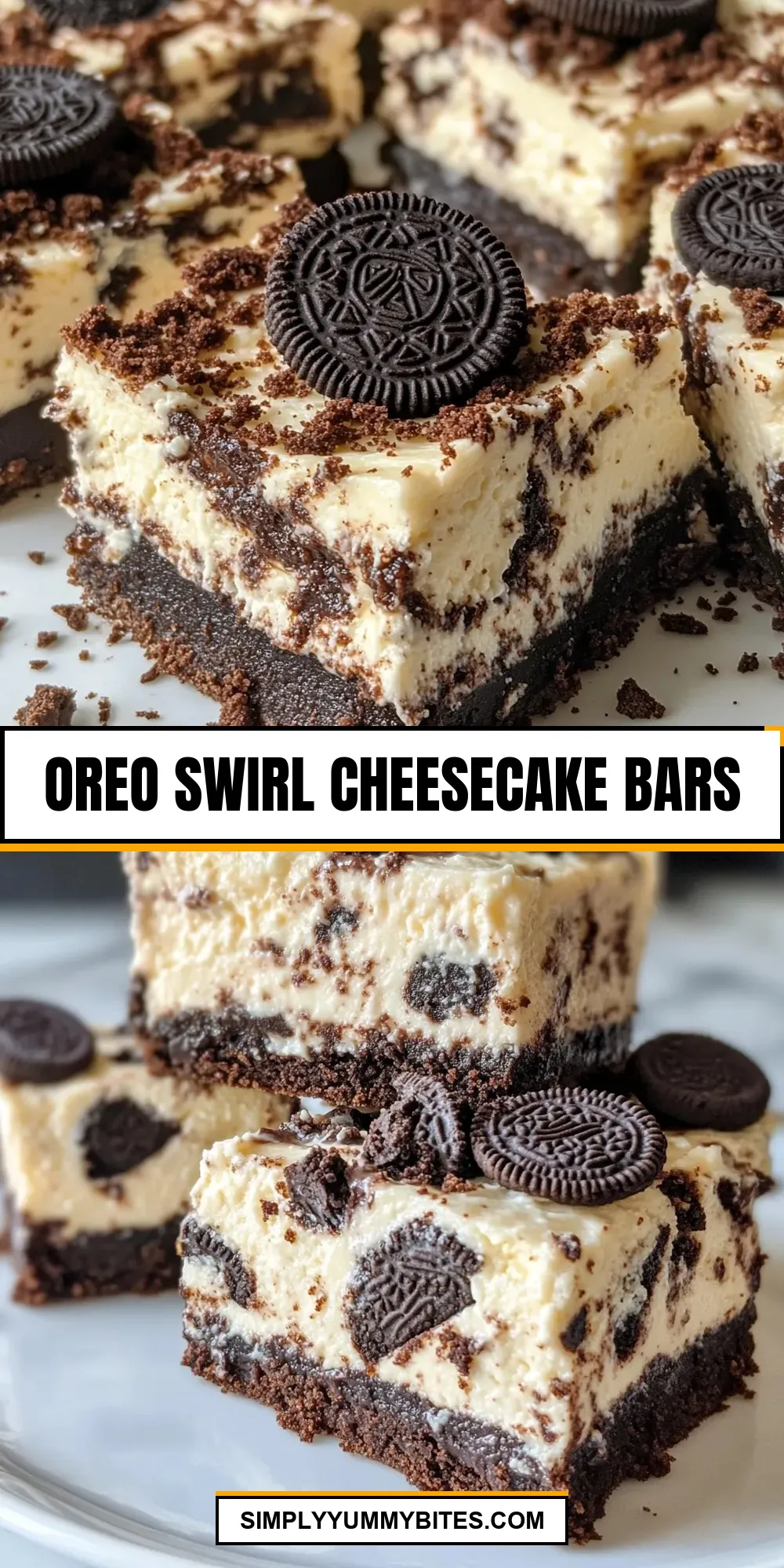 Easy Oreo Swirl Cheesecake Bars