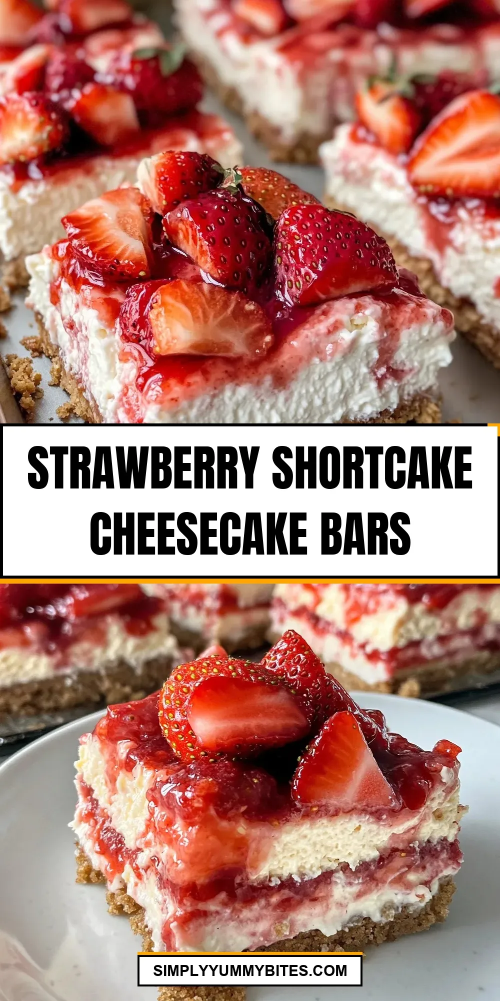Easy Strawberry Shortcake Cheesecake Bars Recipe