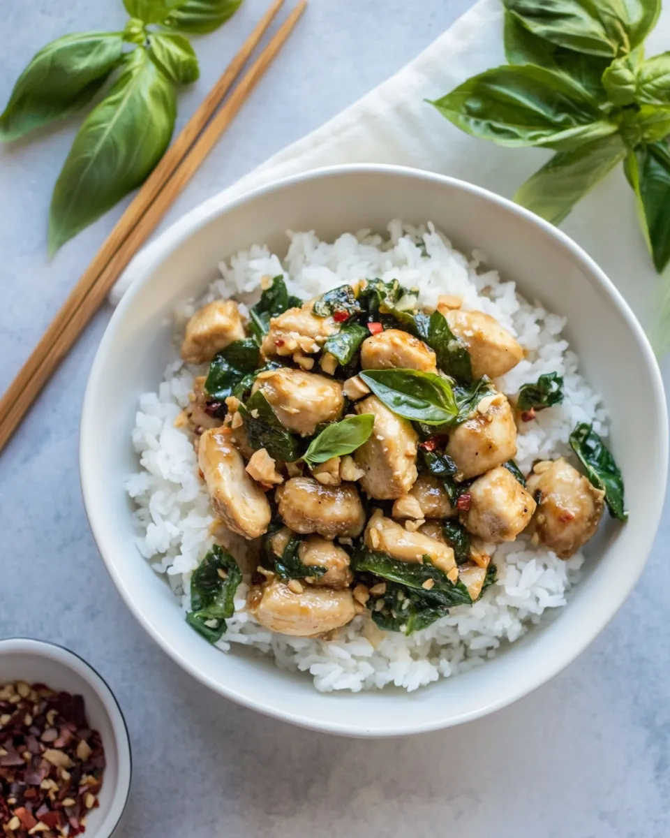 Delicious 30-Minute Thai Basil Chicken (Pad Krapow Gai) shot