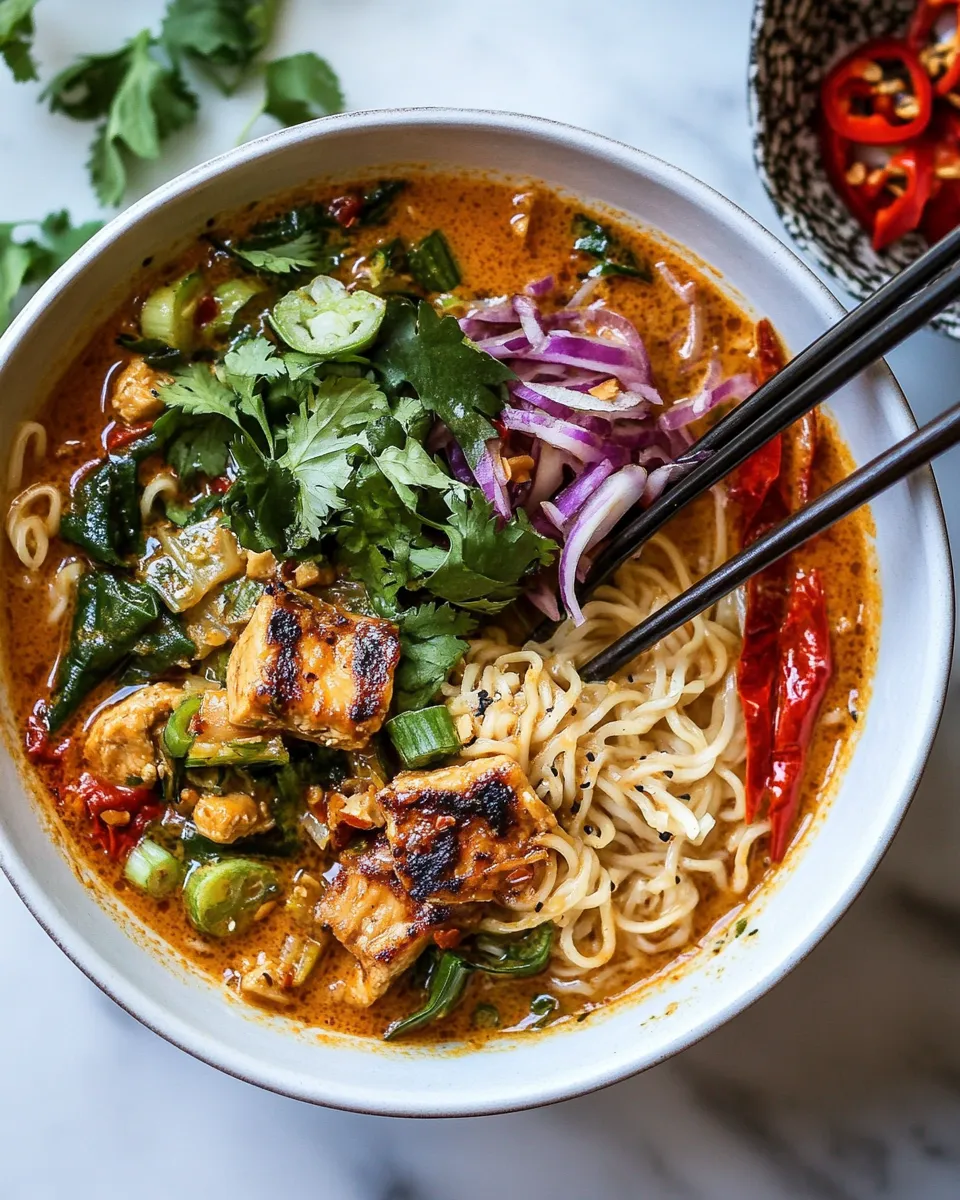 Fresh 30 Minute Thai Peanut Chicken Ramen. picture
