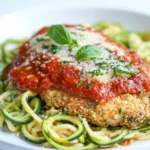 Homemade Baked Chicken Parmesan with Zucchini Noodles photo