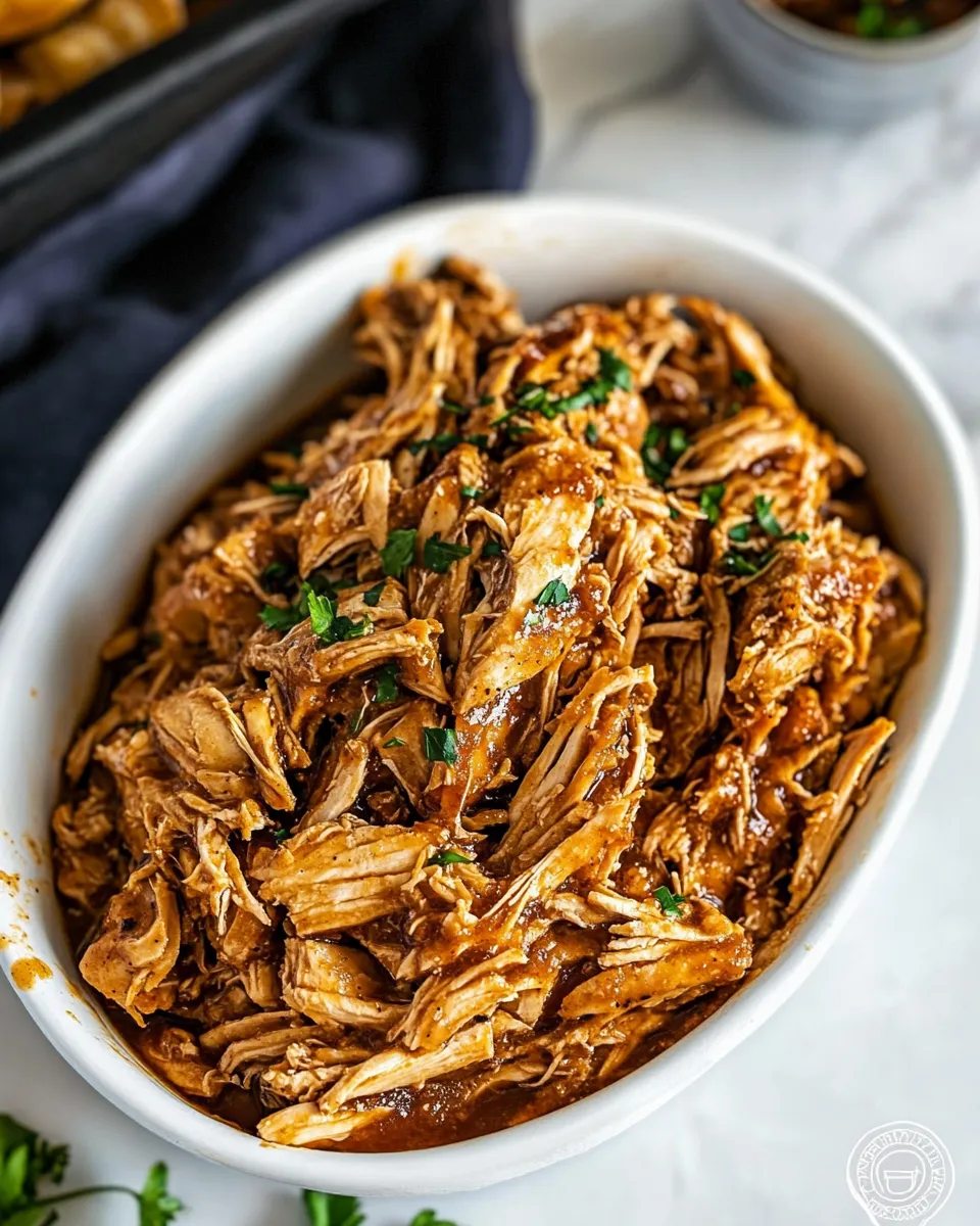 Delicious Brown Sugar Pulled Chicken shot