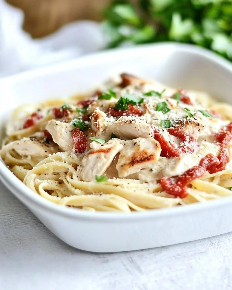 Classic Cajun Chicken Alfredo Recipe with Linguine Pasta shot
