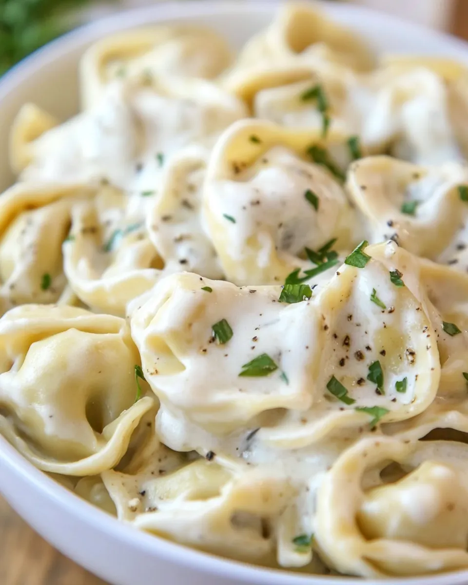 Quick Cheesy Tortellini Pasta shot