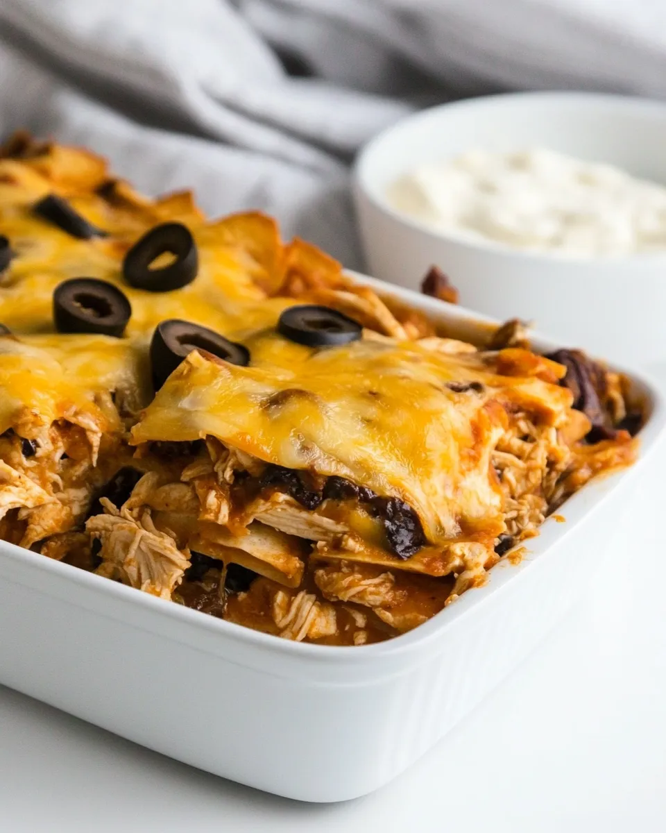 Delicious Chicken Enchilada Casserole shot