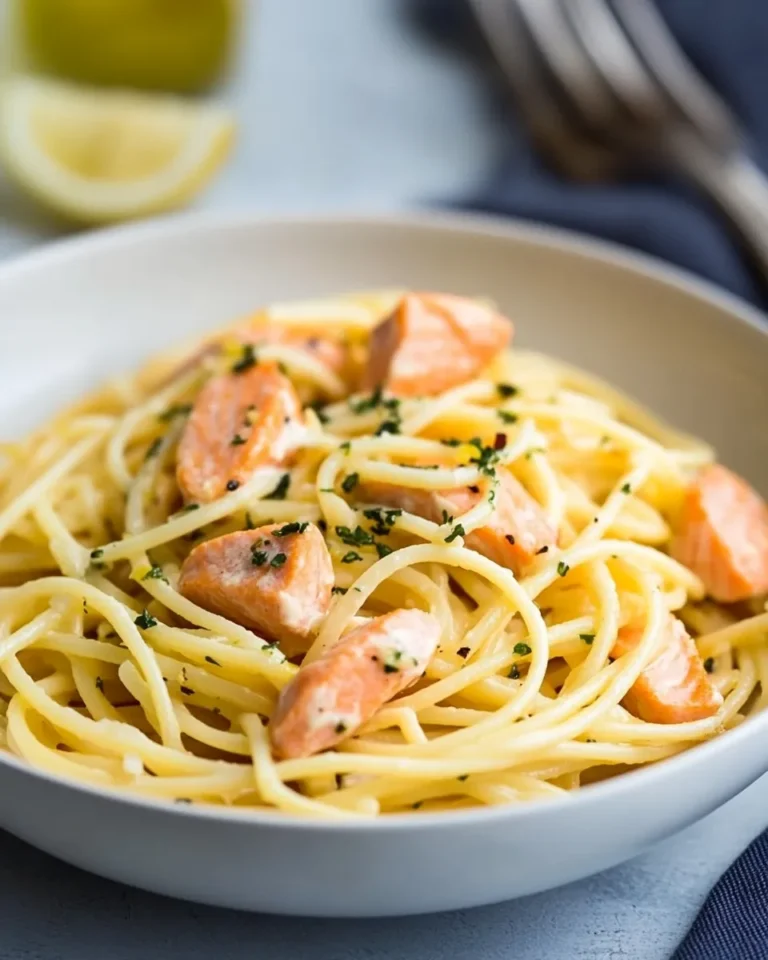 Homemade Creamy Lemon Salmon Pasta photo