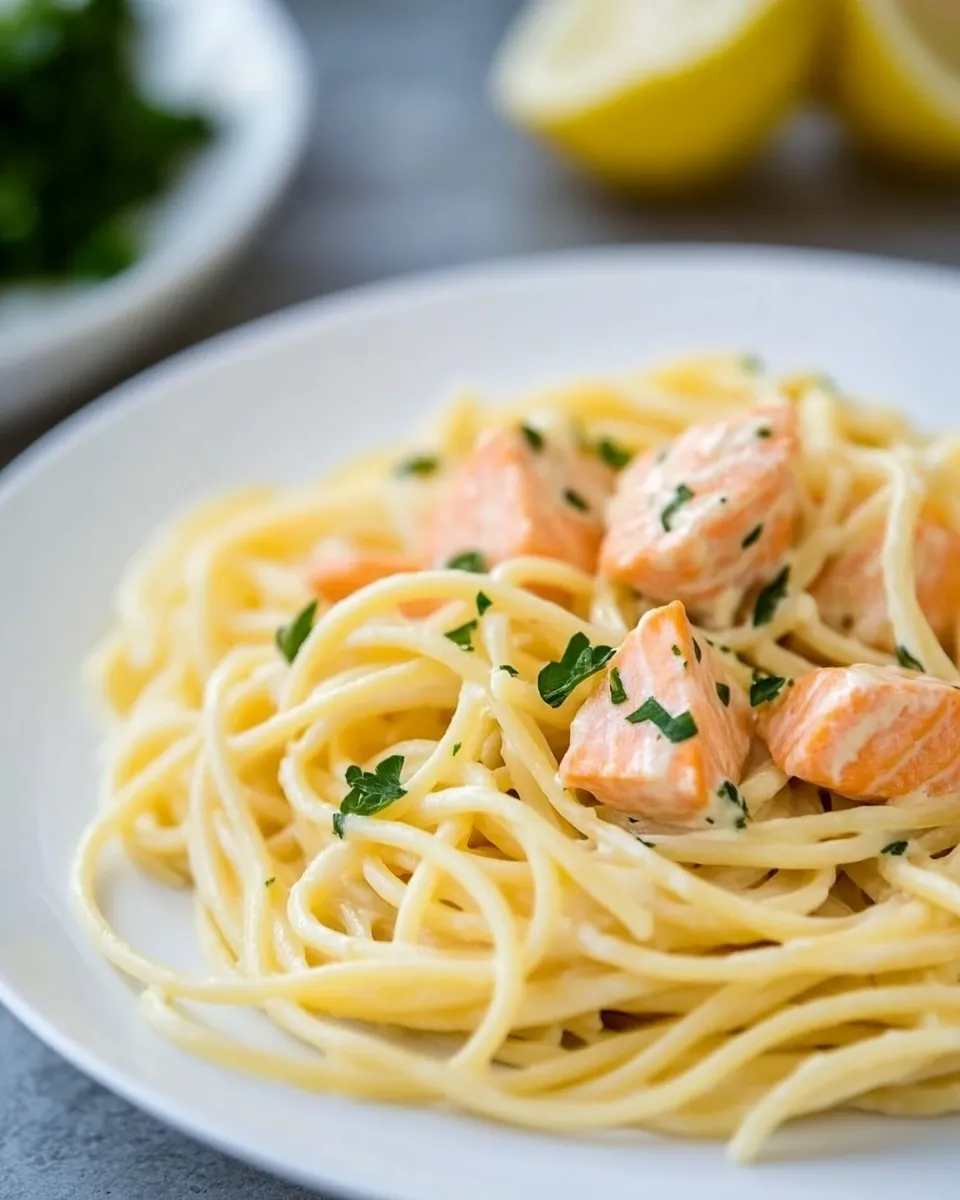 Easy Creamy Lemon Salmon Pasta recipe photo