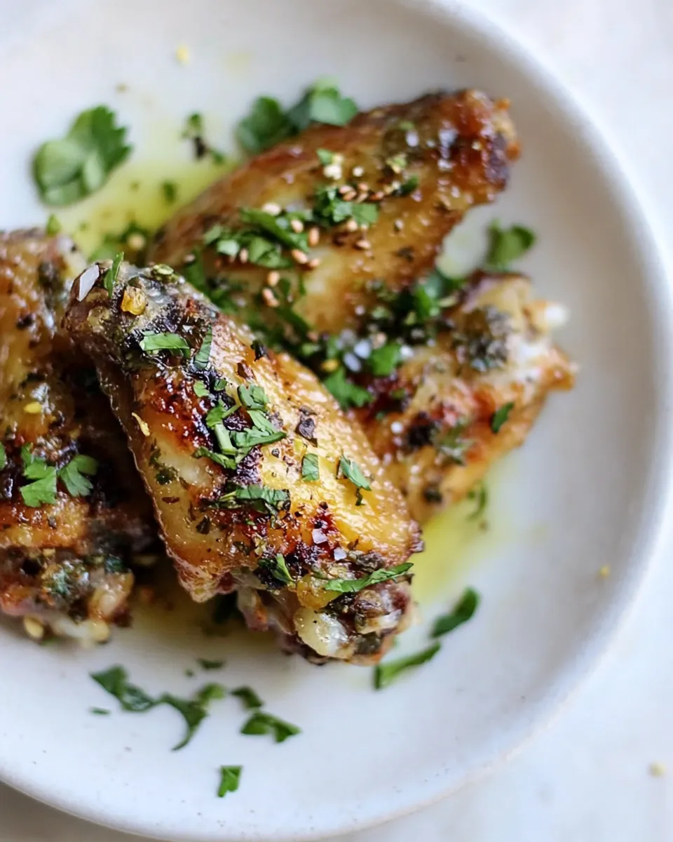 Delicious Easy 3-Ingredient Chicken Wings with Herbs and Honey food shot