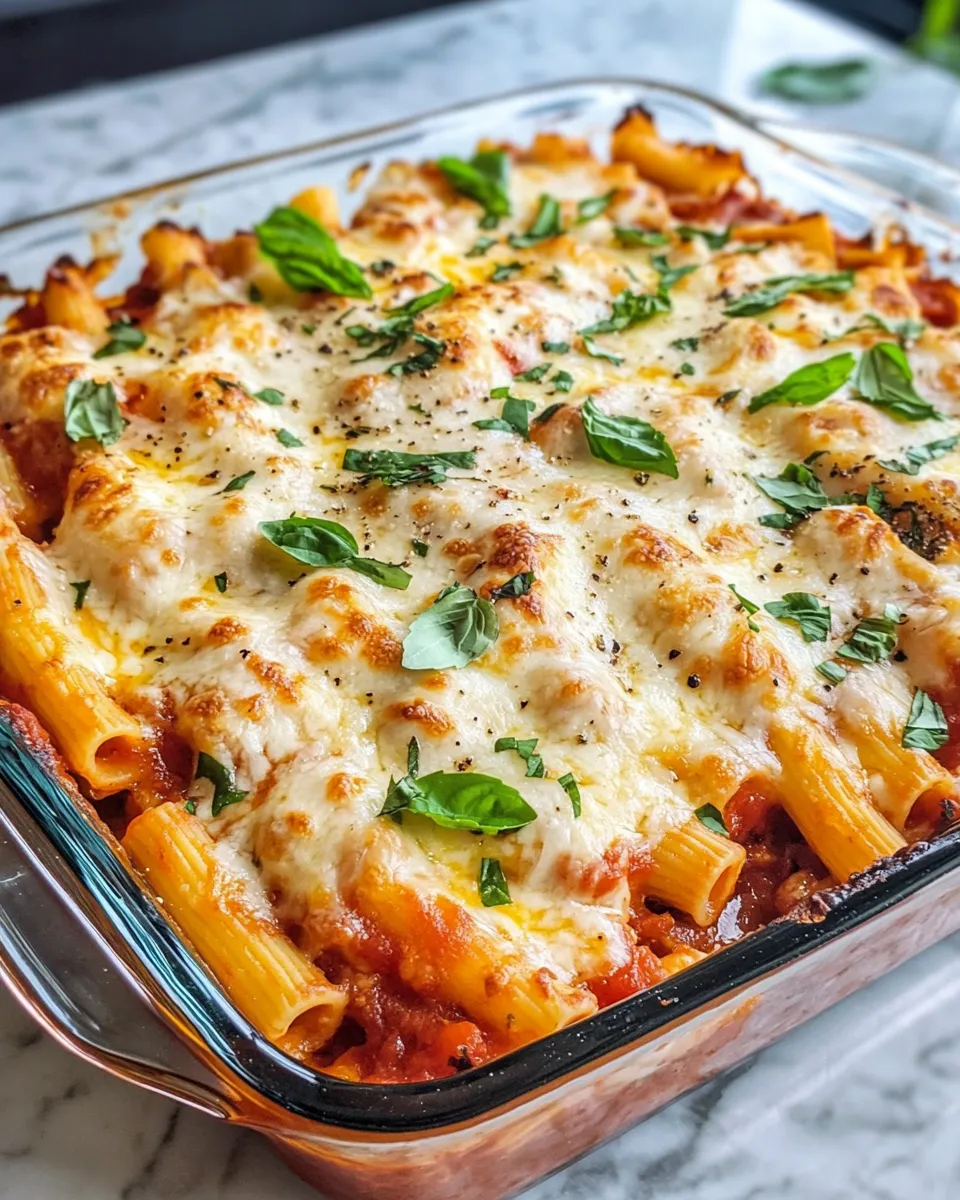 Delicious Golden Baked Four-Cheese Ziti plate image