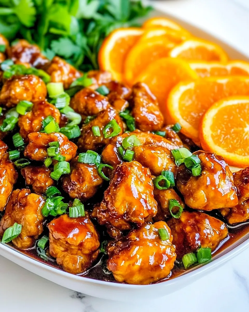 Delicious Healthier Orange Chicken shot