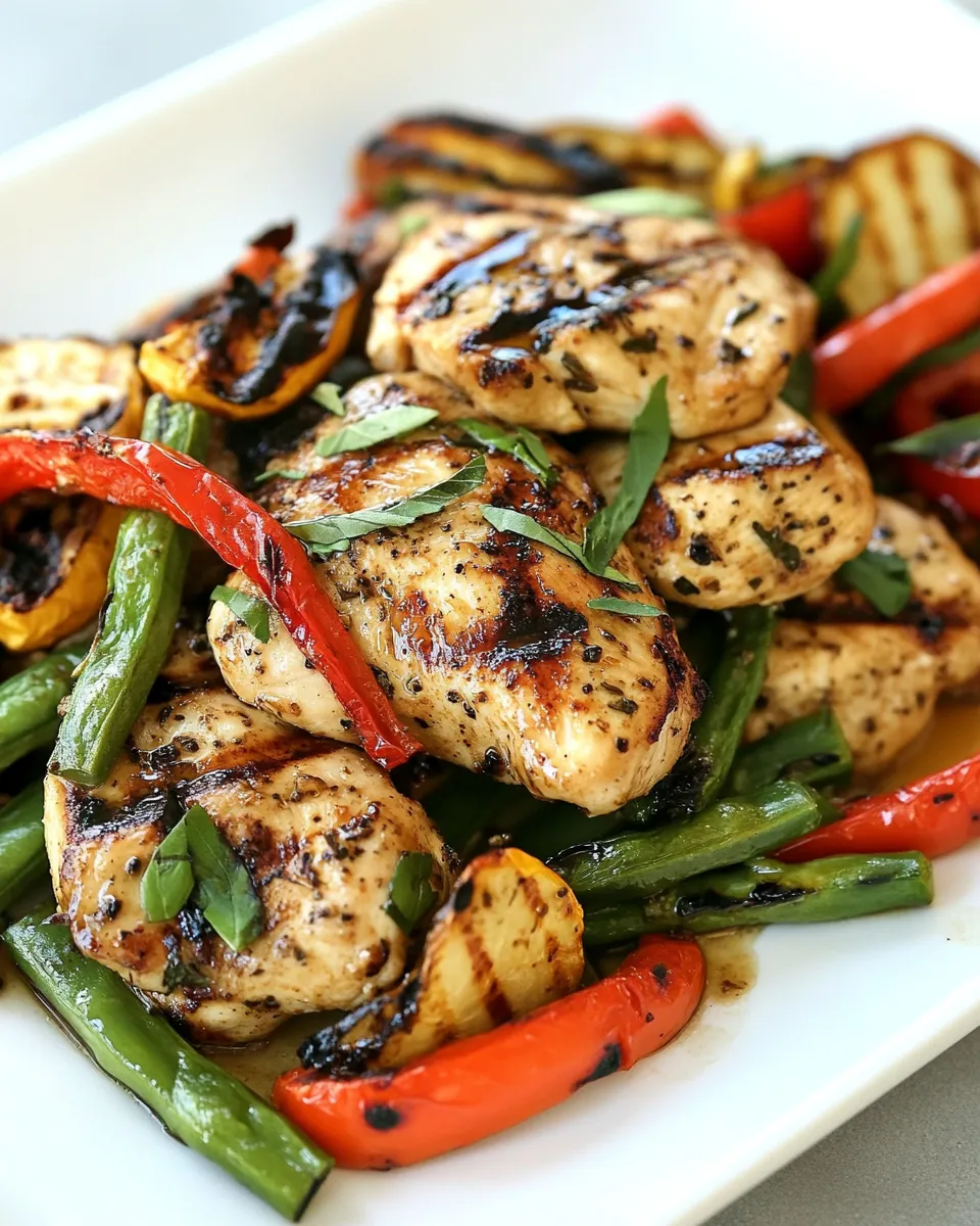 Delicious Honey Balsamic Grilled Chicken and Vegetables image